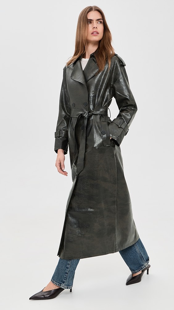 Off Duty Faux Leather Coat - Washed Onyx