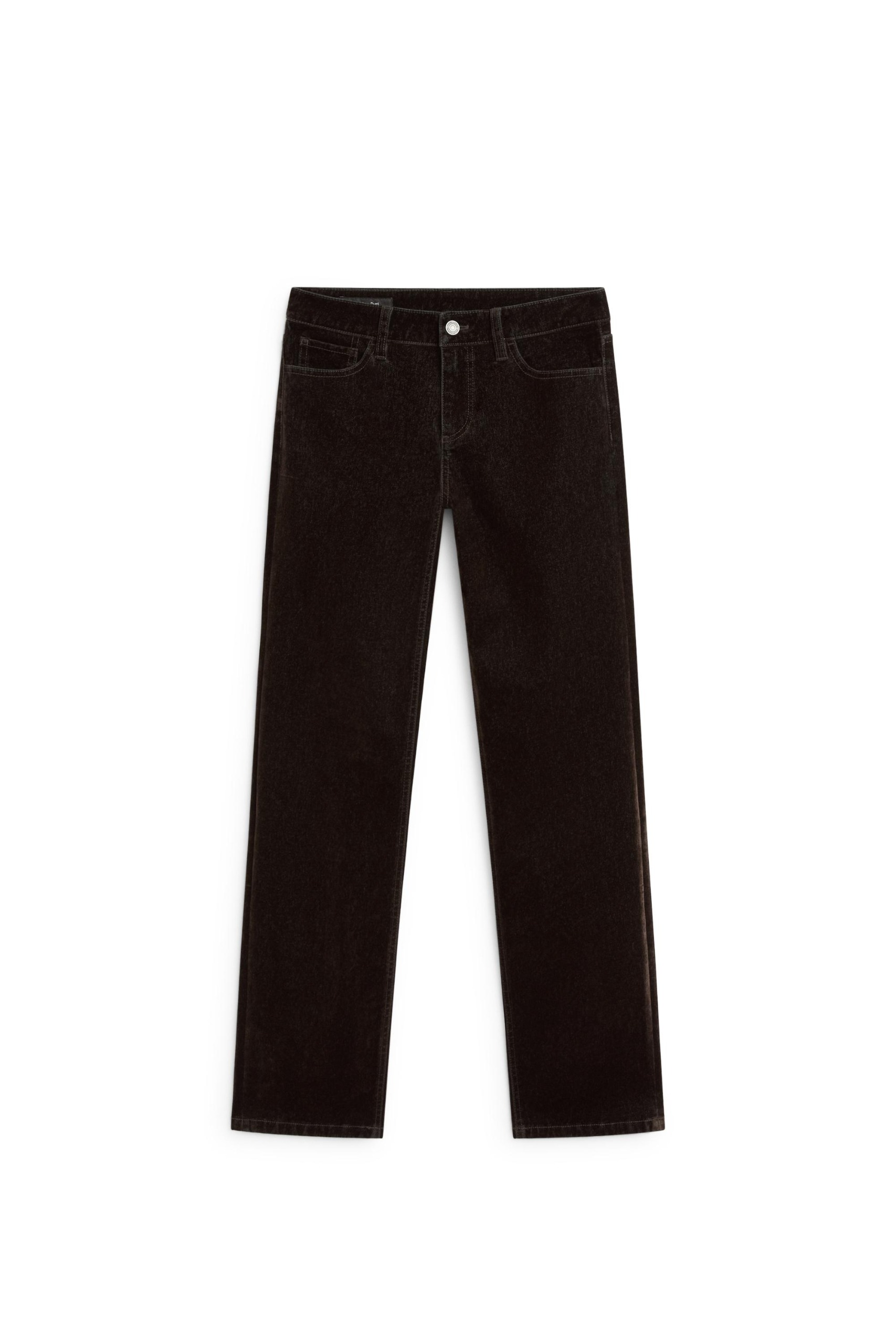Low-Rise Straight-Leg Jeans With Flocking Finish