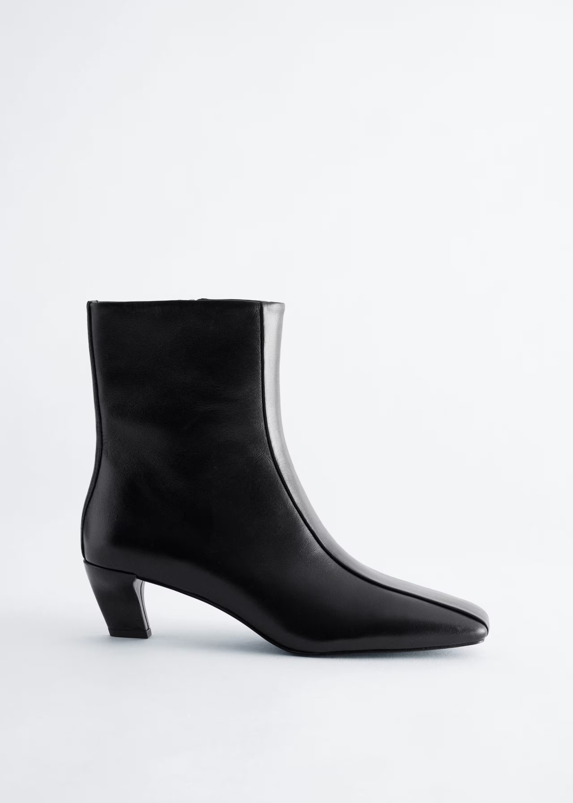 & Other Stories, Kitten Heel Leather Ankle Boots - Dark Grey
