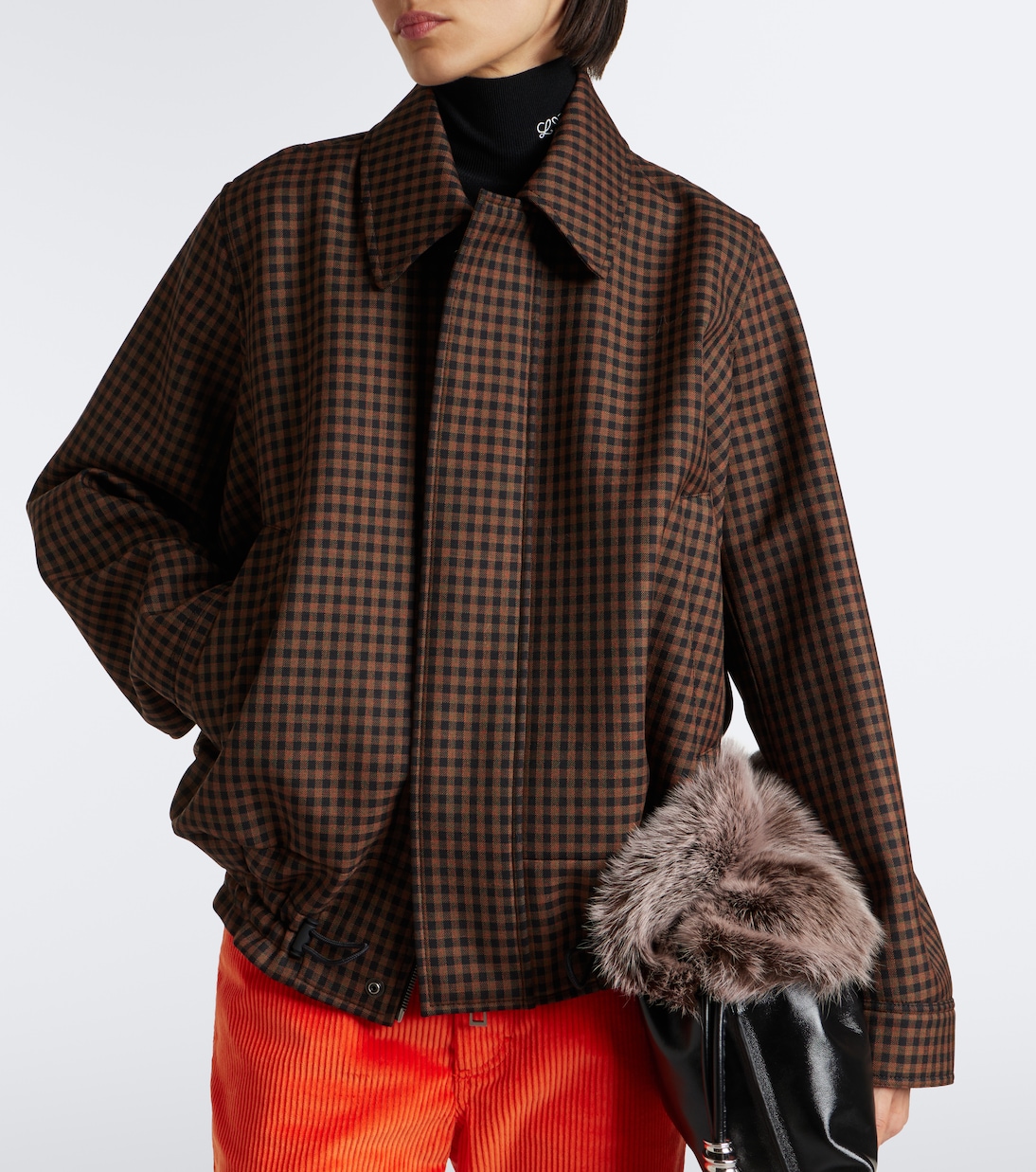 Checked Wool Blouson Jacket