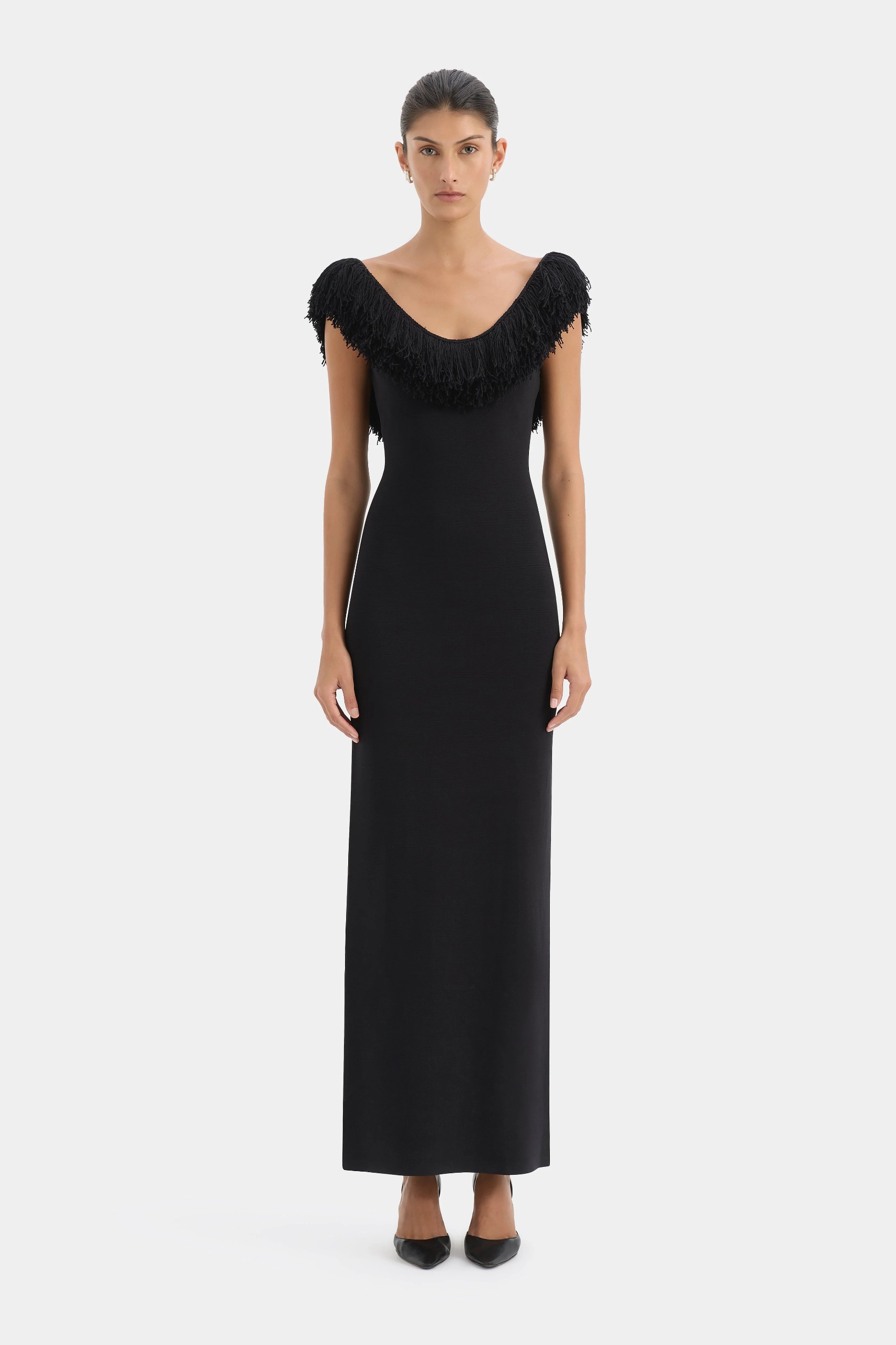 SIR., Marcelline Fringe Scoop Back Gown