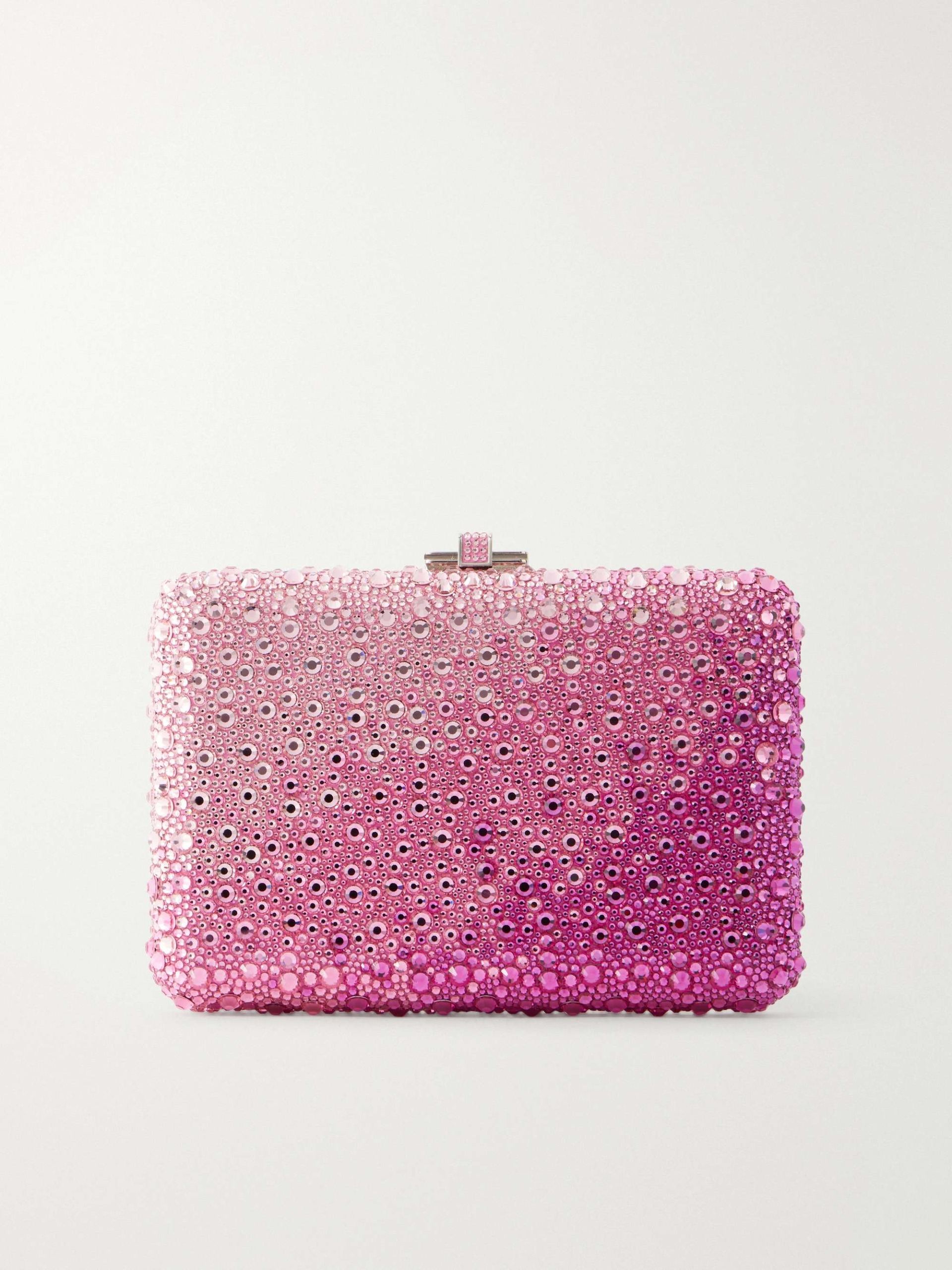 Slim Slide Crystal-Embellished Silver-Tone Clutch