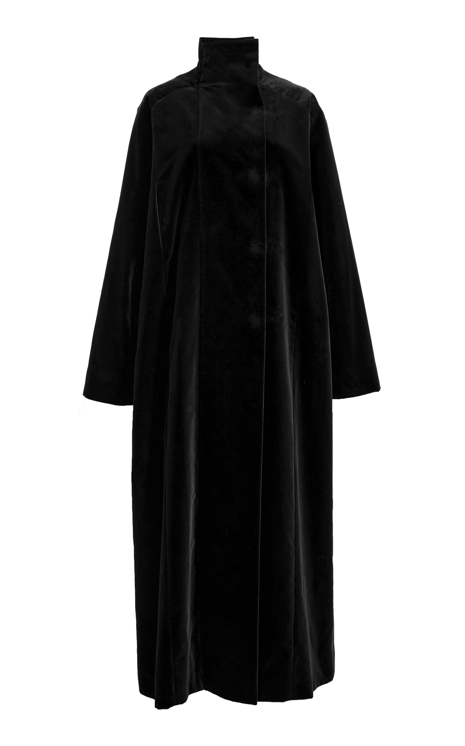 High-Collar Velvet Raglan Coat