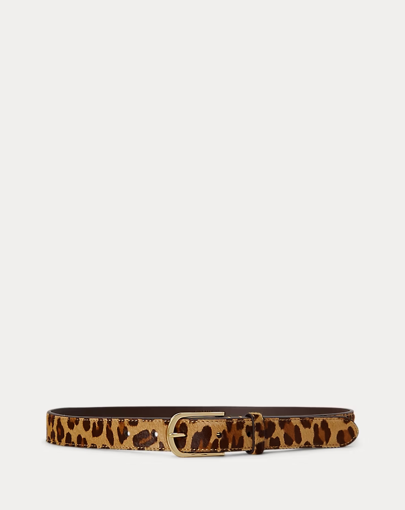 ralph lauren, Rounded-Buckle Leopard-Print Skinny Belt