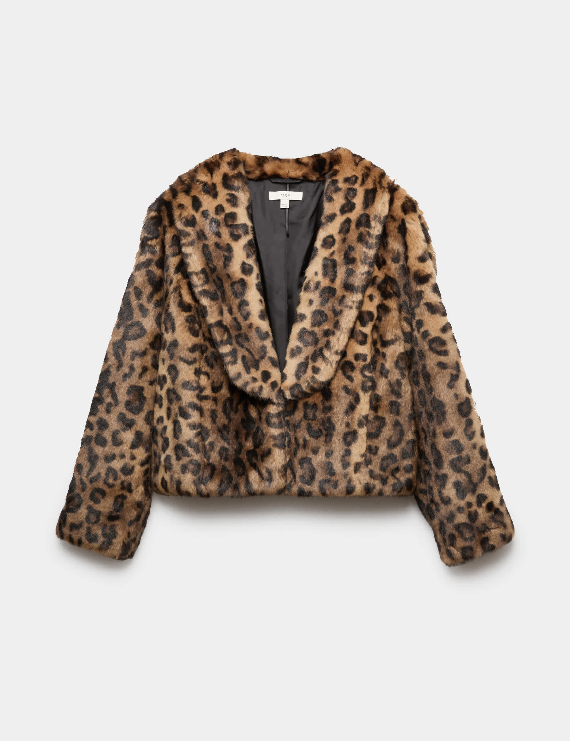 Faux Fur Leopard Print Cropped Jacket