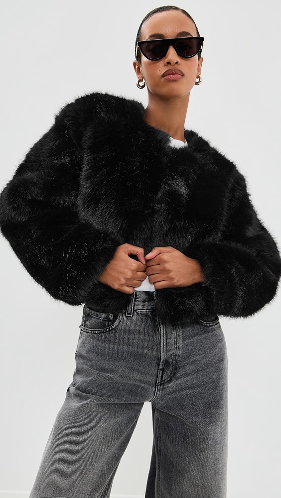 Cash Flow Faux Fur Jacket - Black