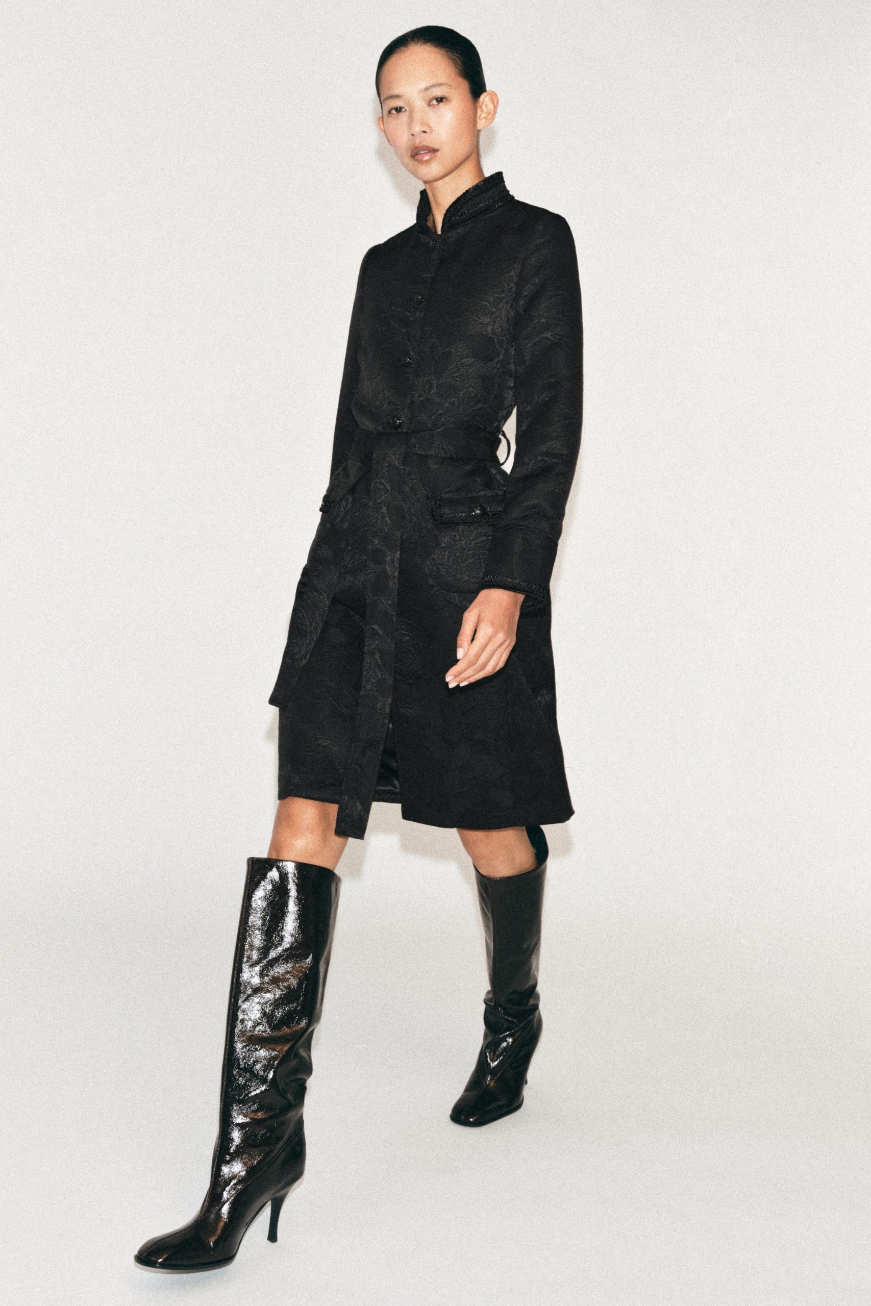 ZARA Zw Collection Jacquard Midi Coat