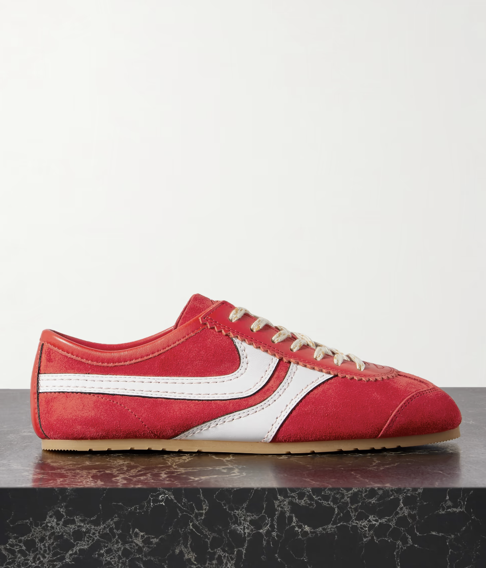 Dries Van Noten , Leather-trimmed suede sneakers