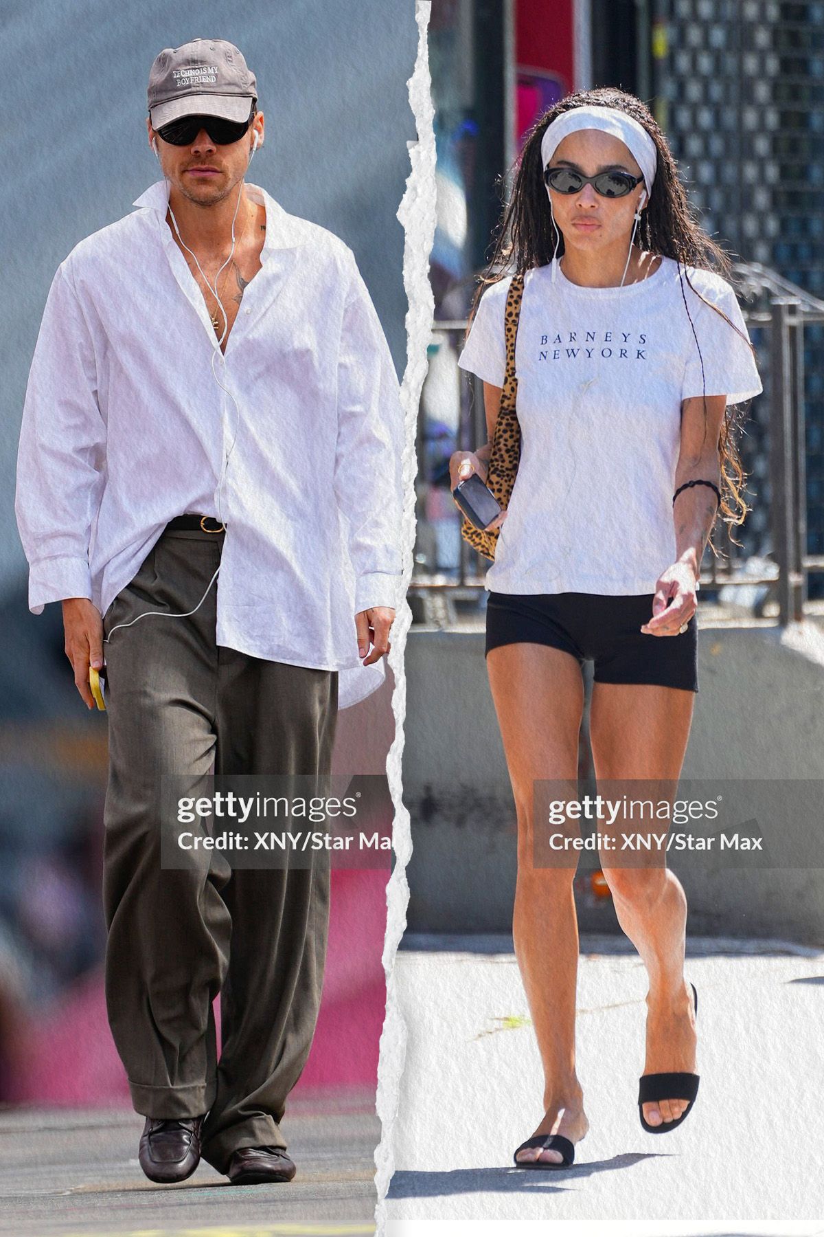 An image of Harry Styles dressing like Zoe Kravitz.