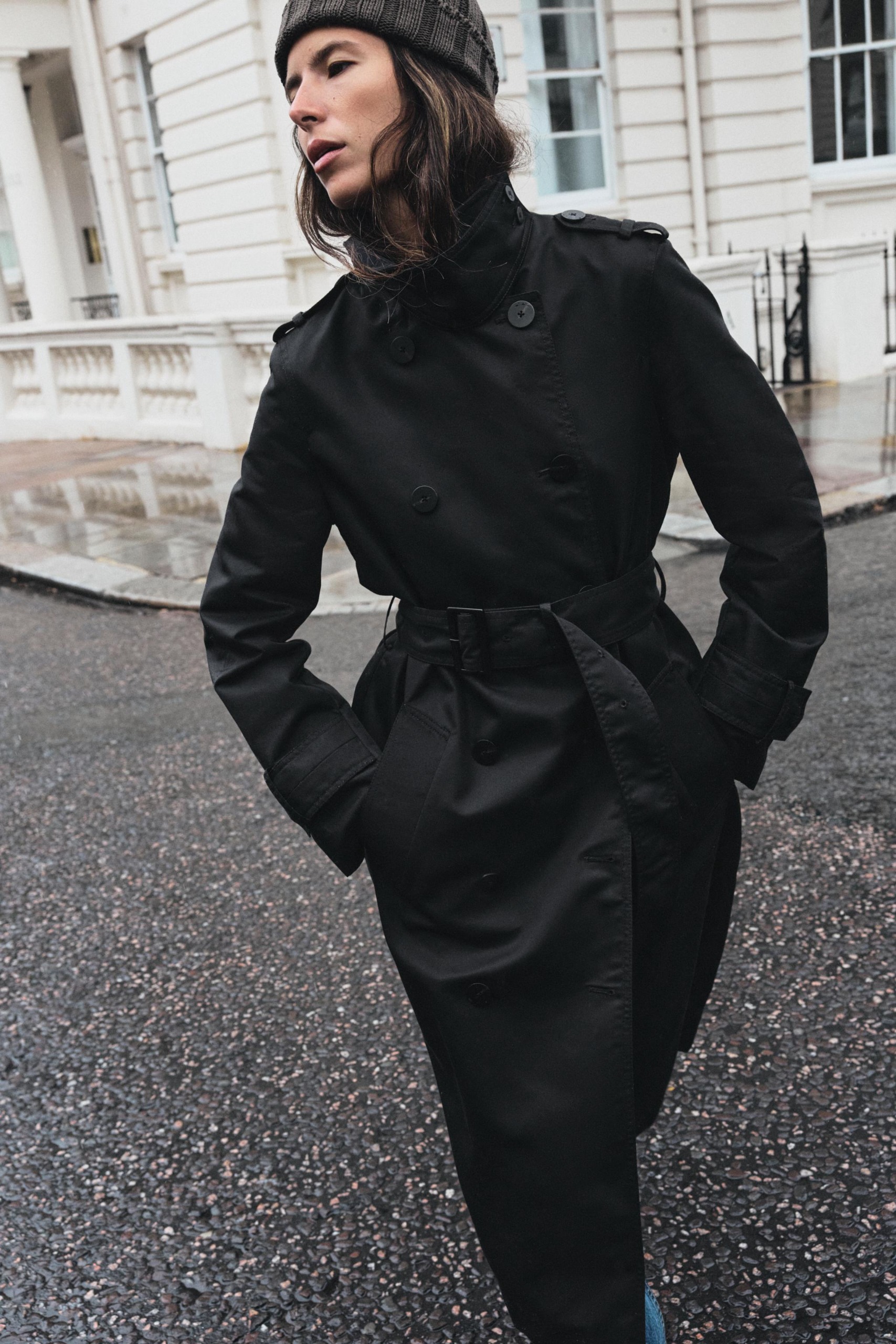 ZARA Zw Collection Water-Repellent Belted Trench Coat