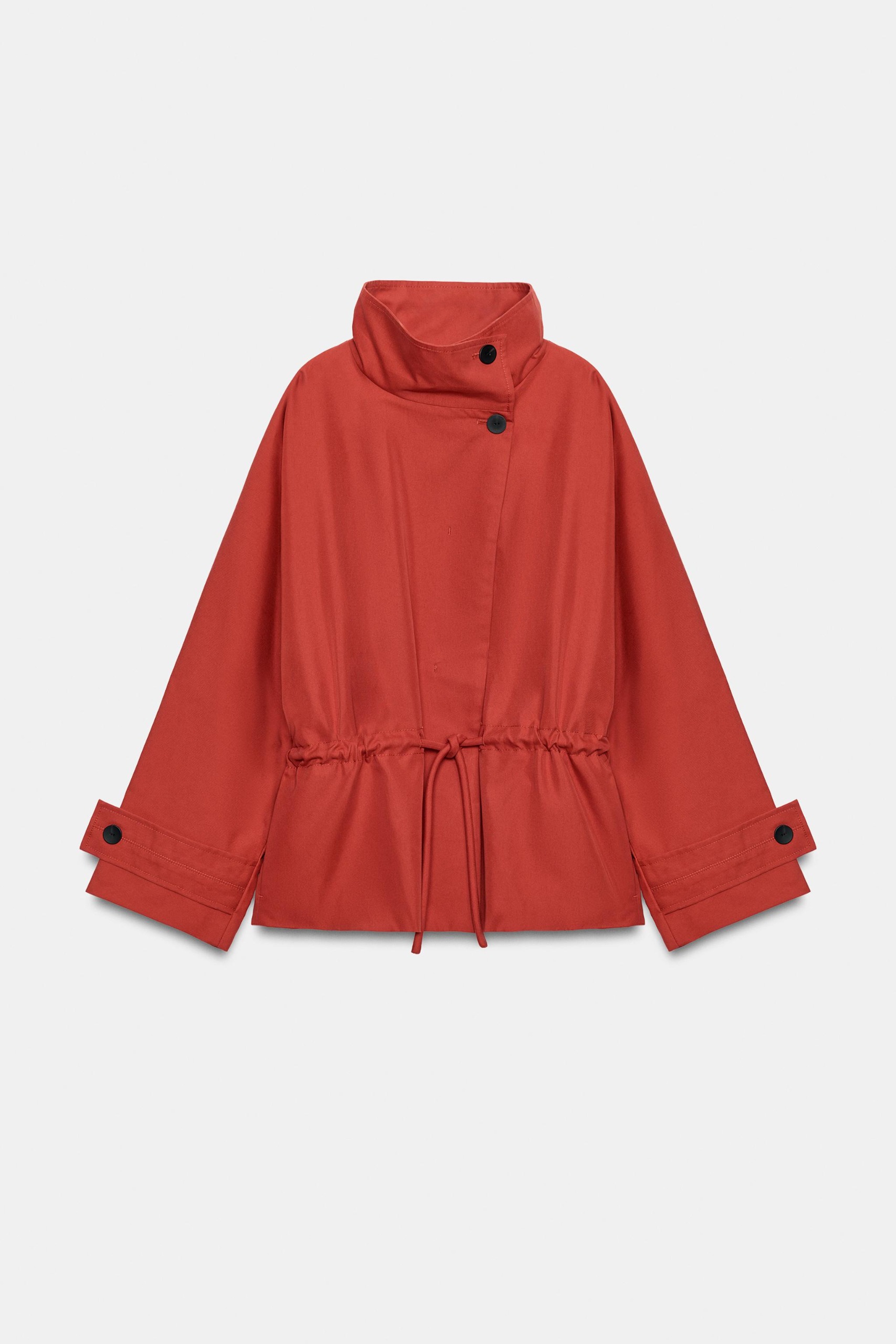 Zw Collection Oversized Short Trench Coat - Brick - S