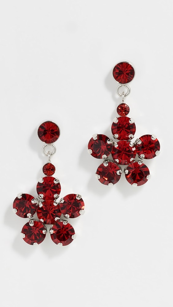 Mini Daisy Drop Earrings - Blood Red