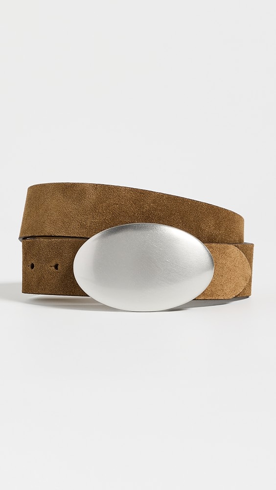 Oval Plaque Buckle Belt - Dark Carob
