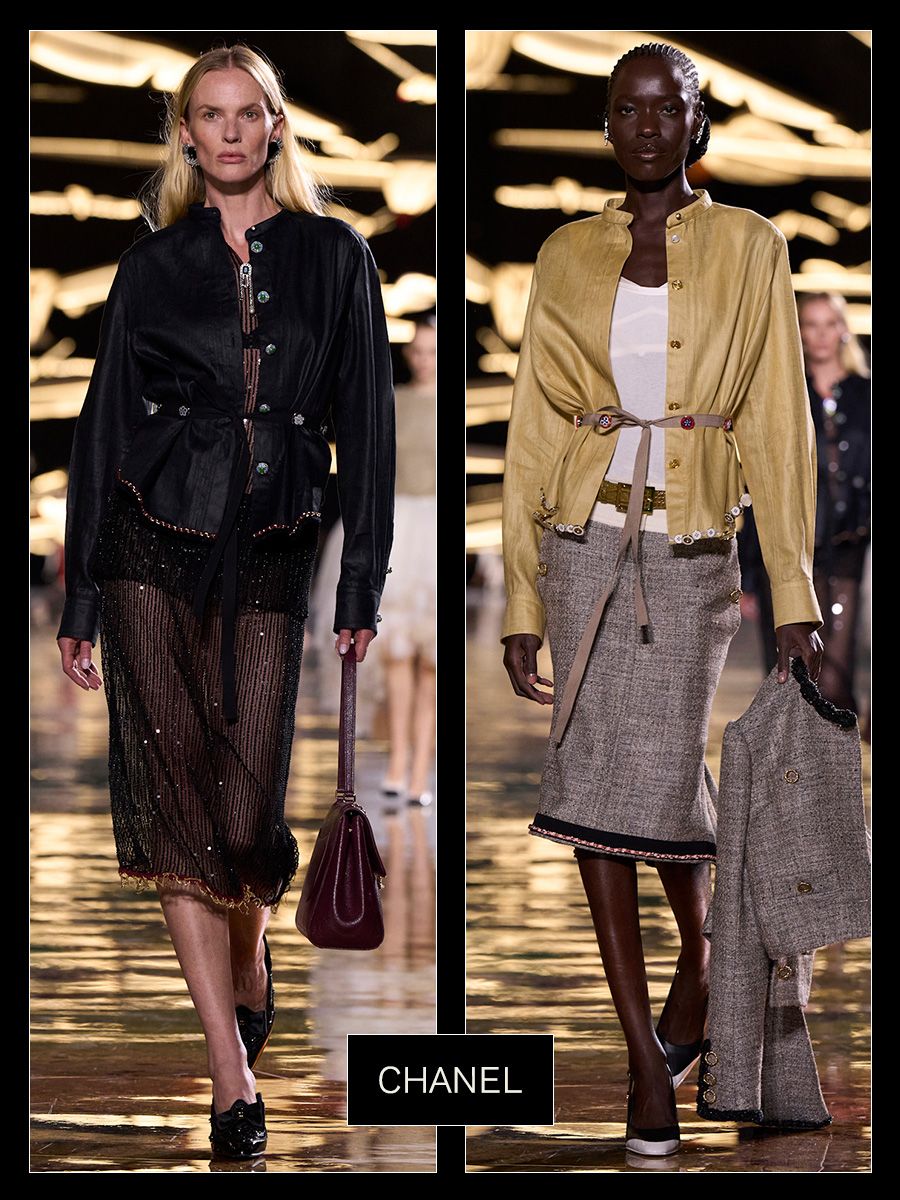 Chanel S/S 27 models on the runway.