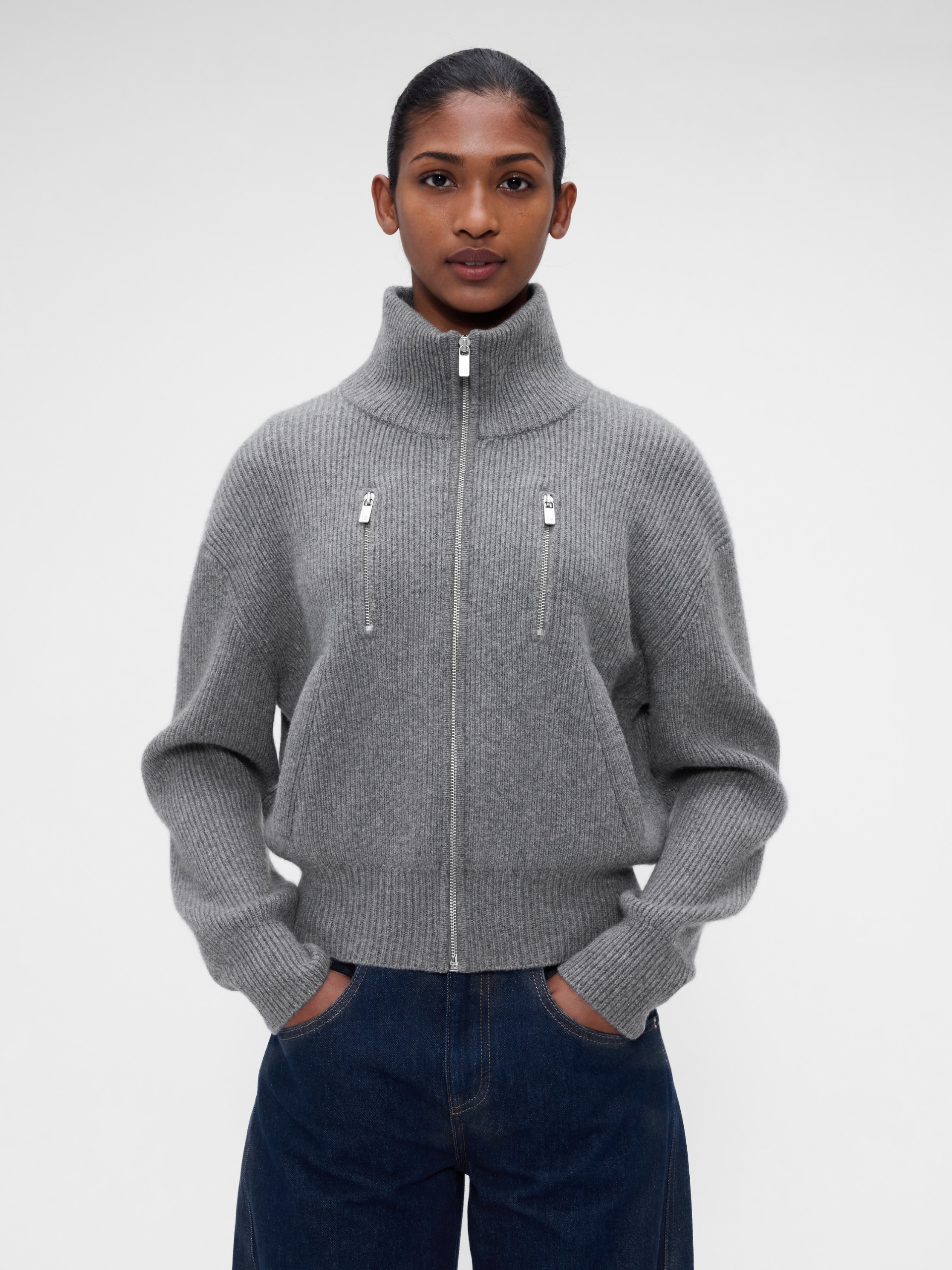 MULTI ZIP DETAIL SWEATER CASHMERE