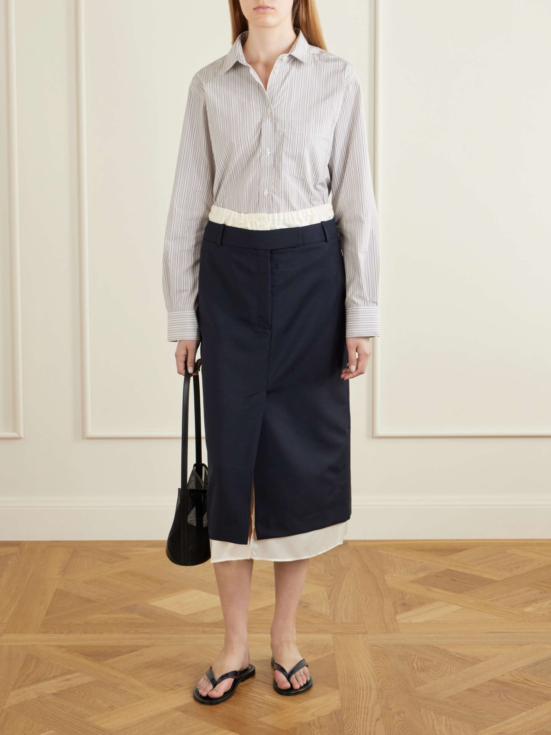 Ruched Wool and Mohair-Blend Midi Skirt