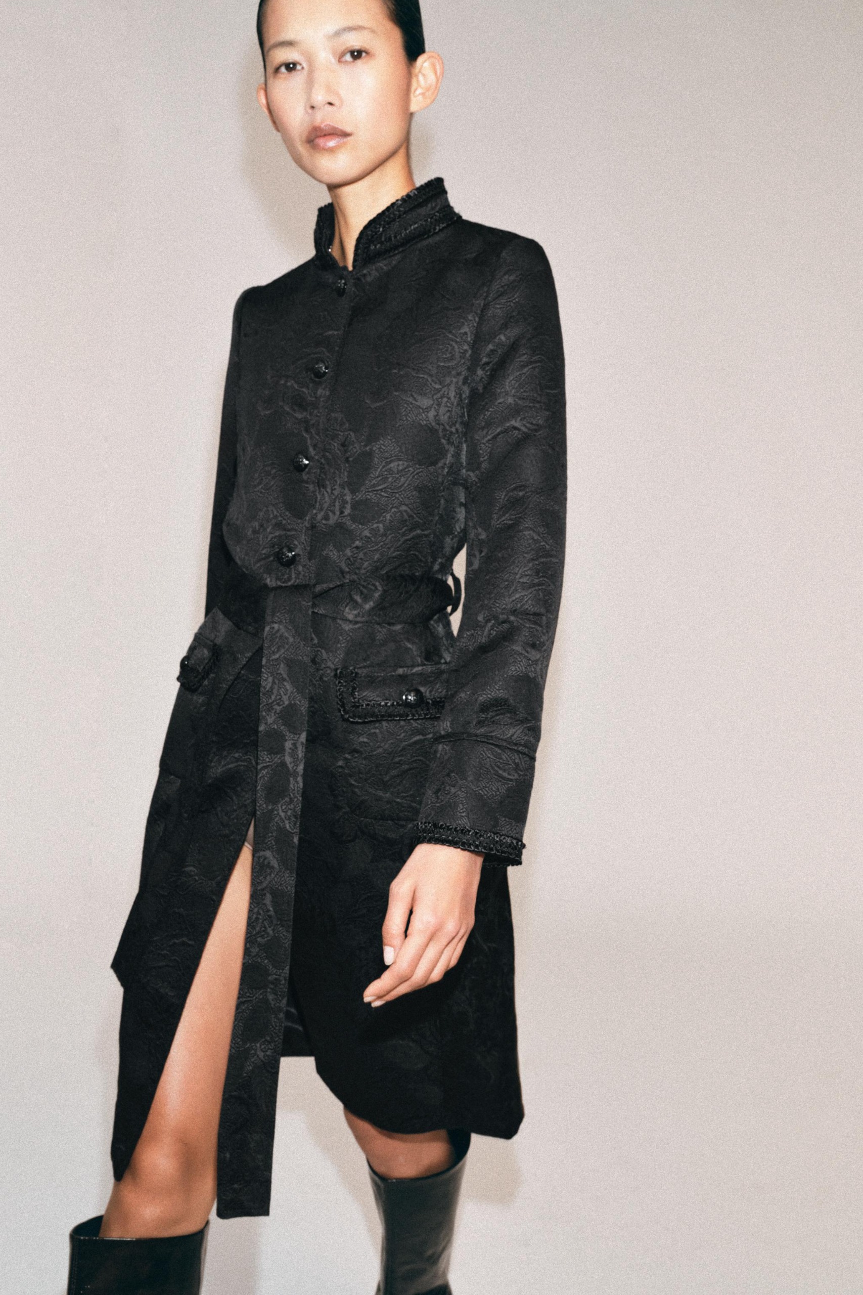 ZARA Zw Collection Jacquard Midi Coat