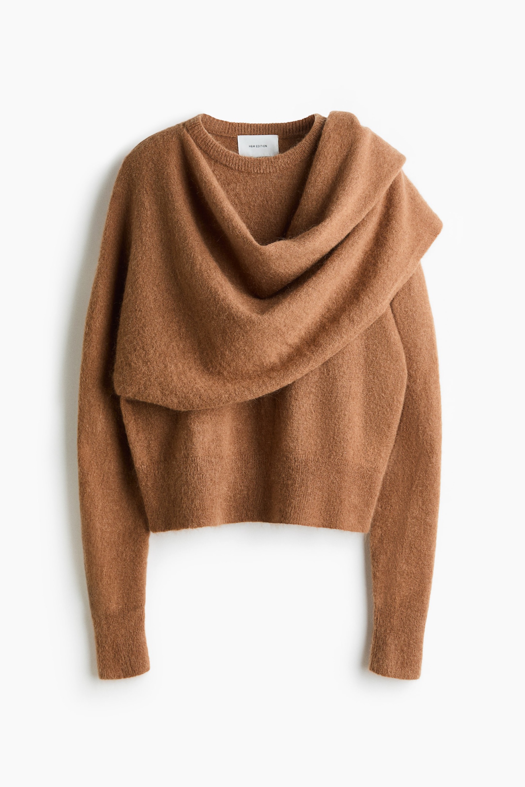Scarf-Collar Mohair-Blend Sweater