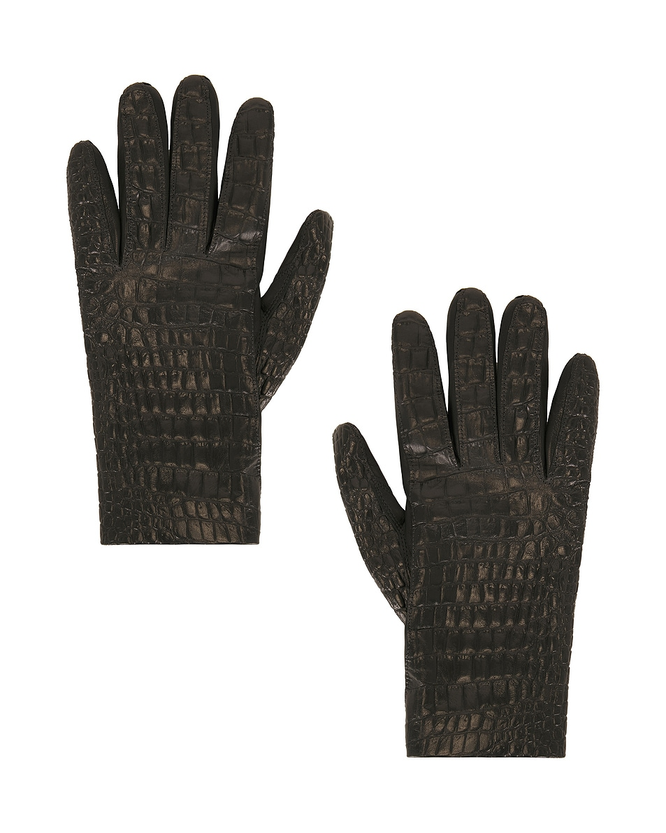 Toteme Leather Croco-Embossed Gloves