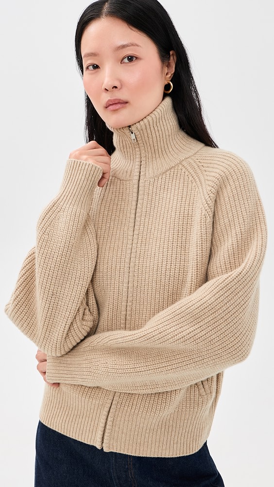 Joann Regen Wool Zip Sweater Jacket - Linen