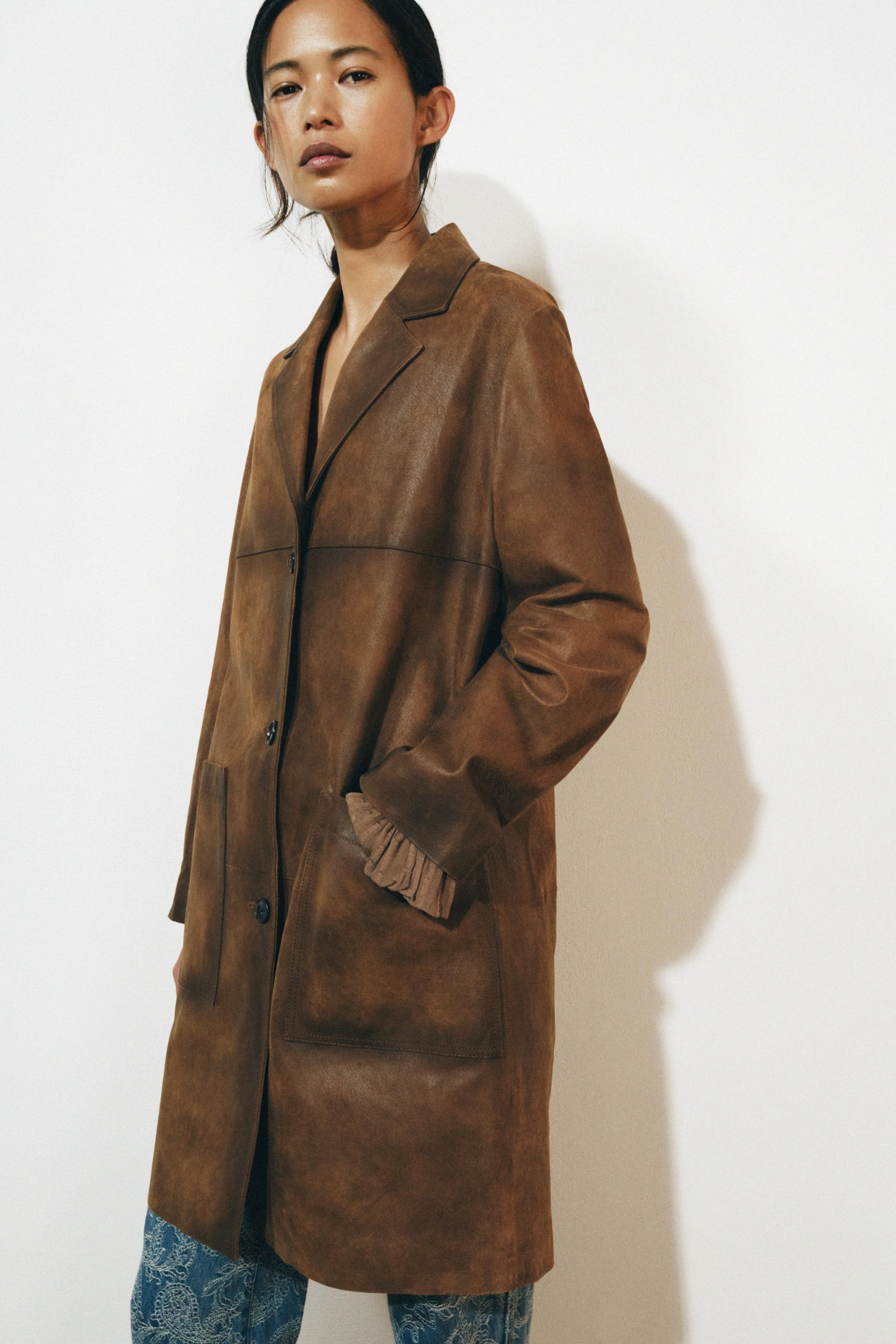 ZARA Limited Edition Zw 100% Leather Coat