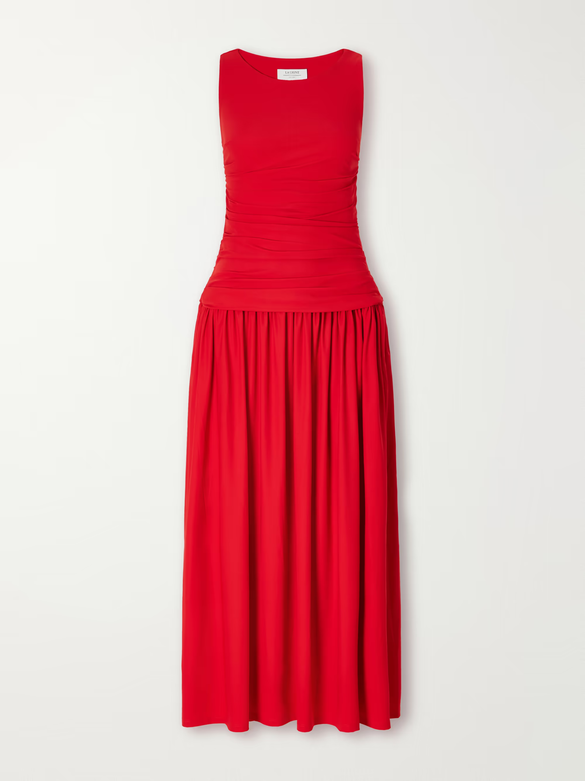 LA LIGNE  , Ruched Pleated Stretch-Jersey Midi Dress