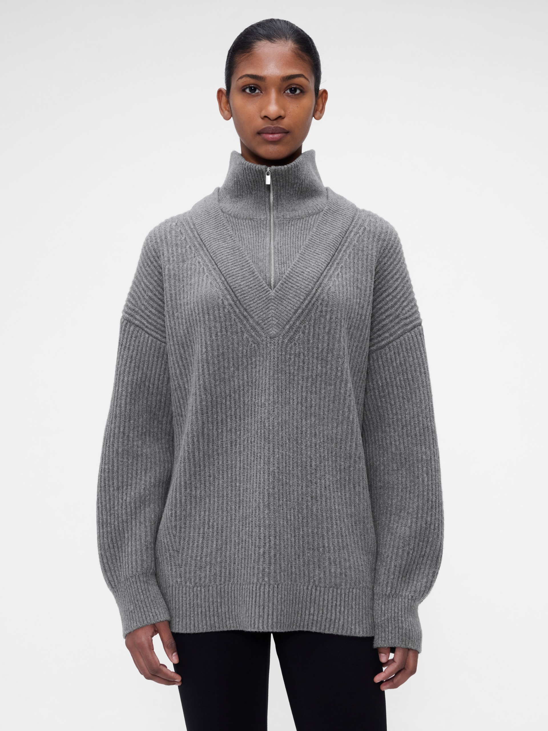 High Neck P Over W Zip Cashsoft