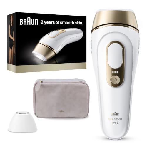 Braun Ipl, Silk&middot;expert Pro 5, Ipl Hair Removal for Women and Men, Permanent Laser Hair Reduction At-Home, 2 Heads, Pouch, Ipl5137