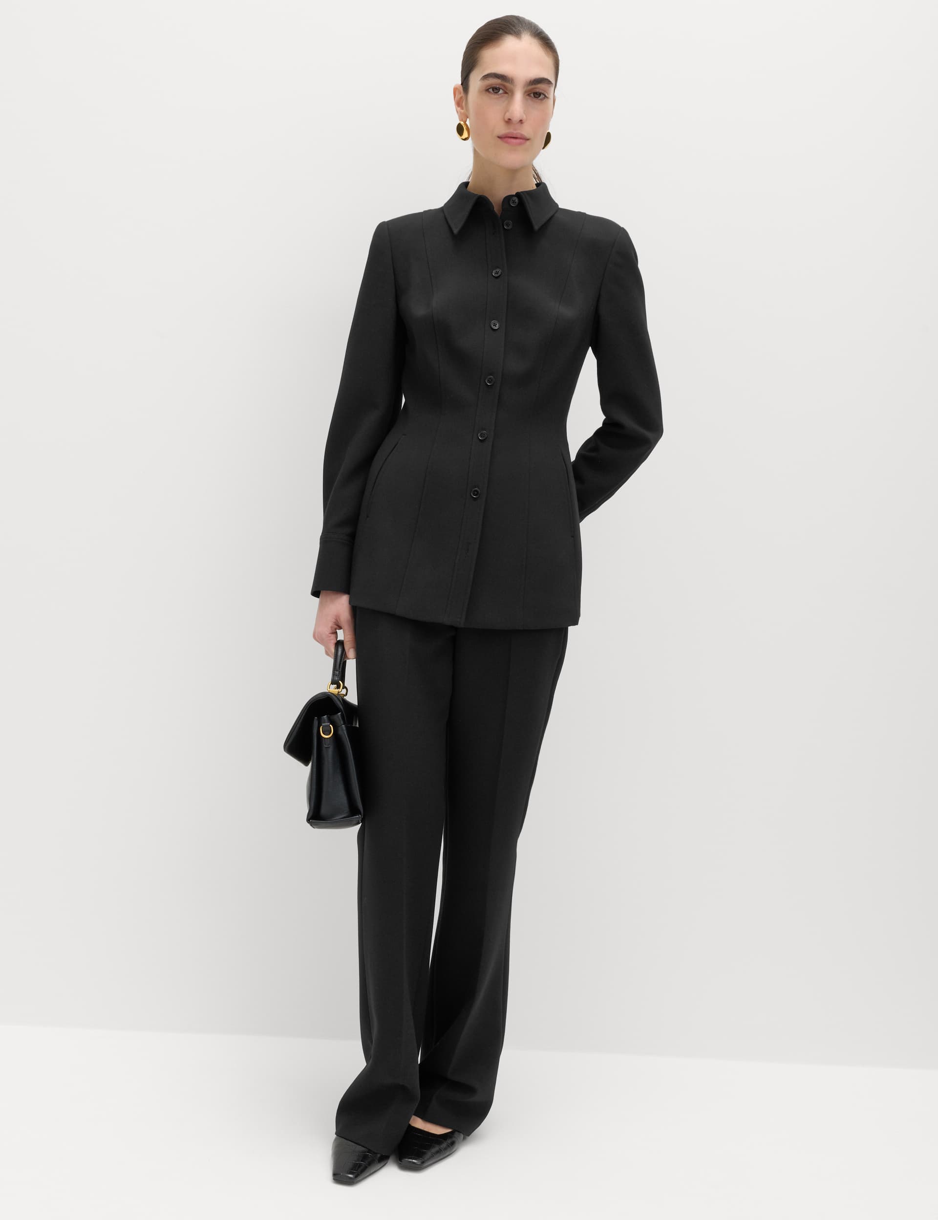 Slim Side Zip Flared Trousers