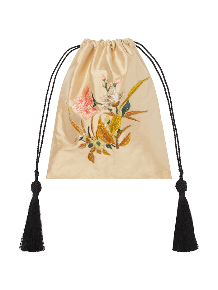 Conner Ives, Embroidered Silk Cord Bag
