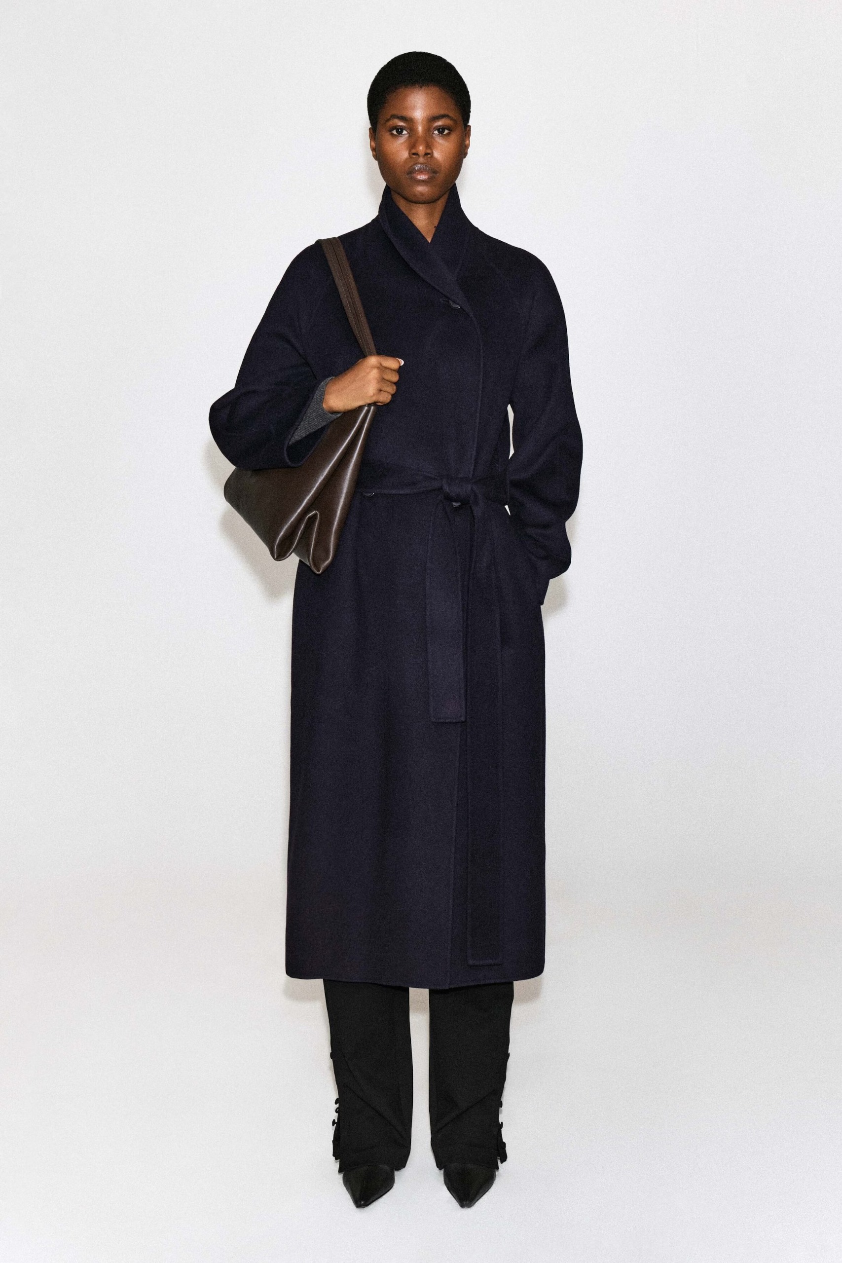 cos, Shawl-Collar Double-Faced Wool Long Coat
