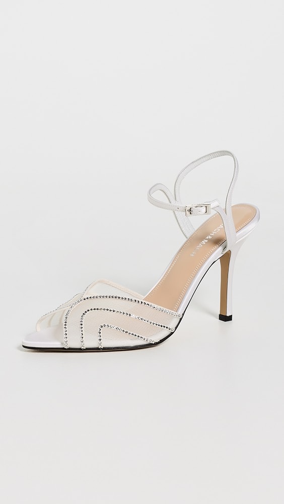 Rainbow Trim Satin Sandals - White