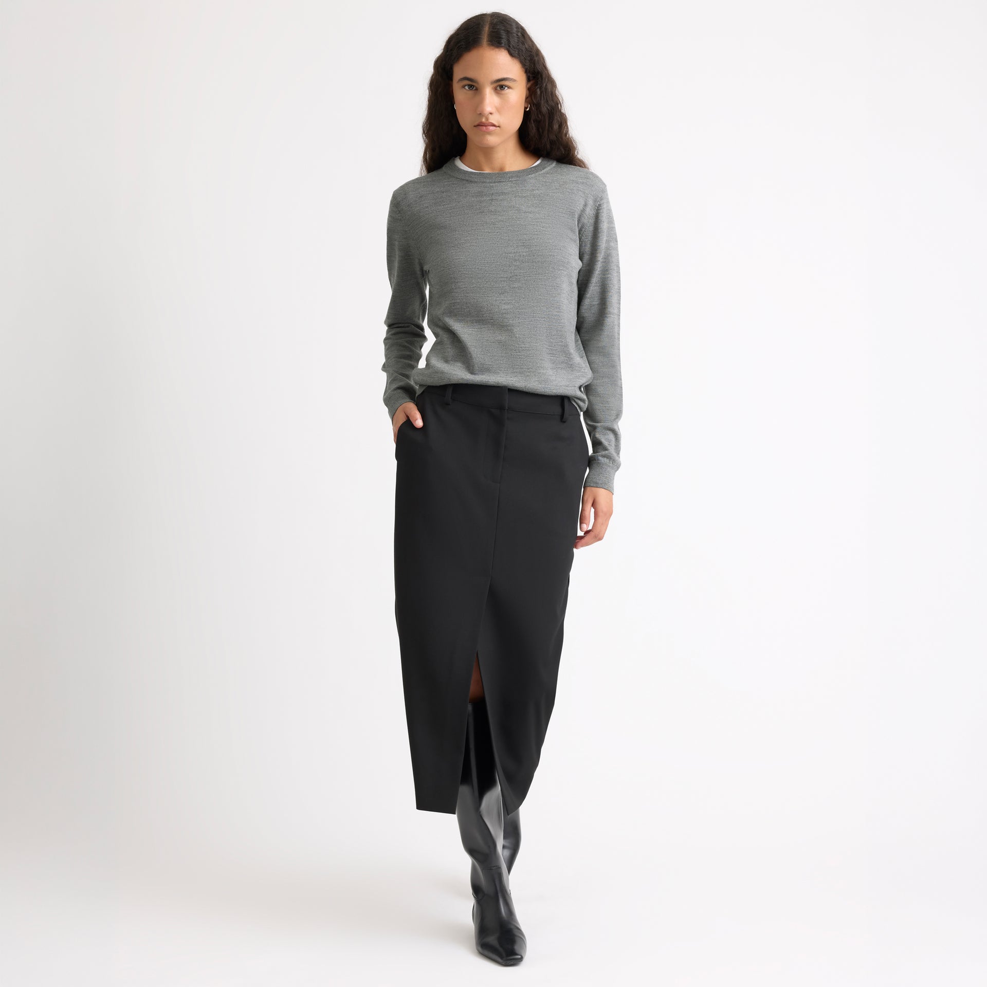 Black Tailored Pencil Skirt - 8