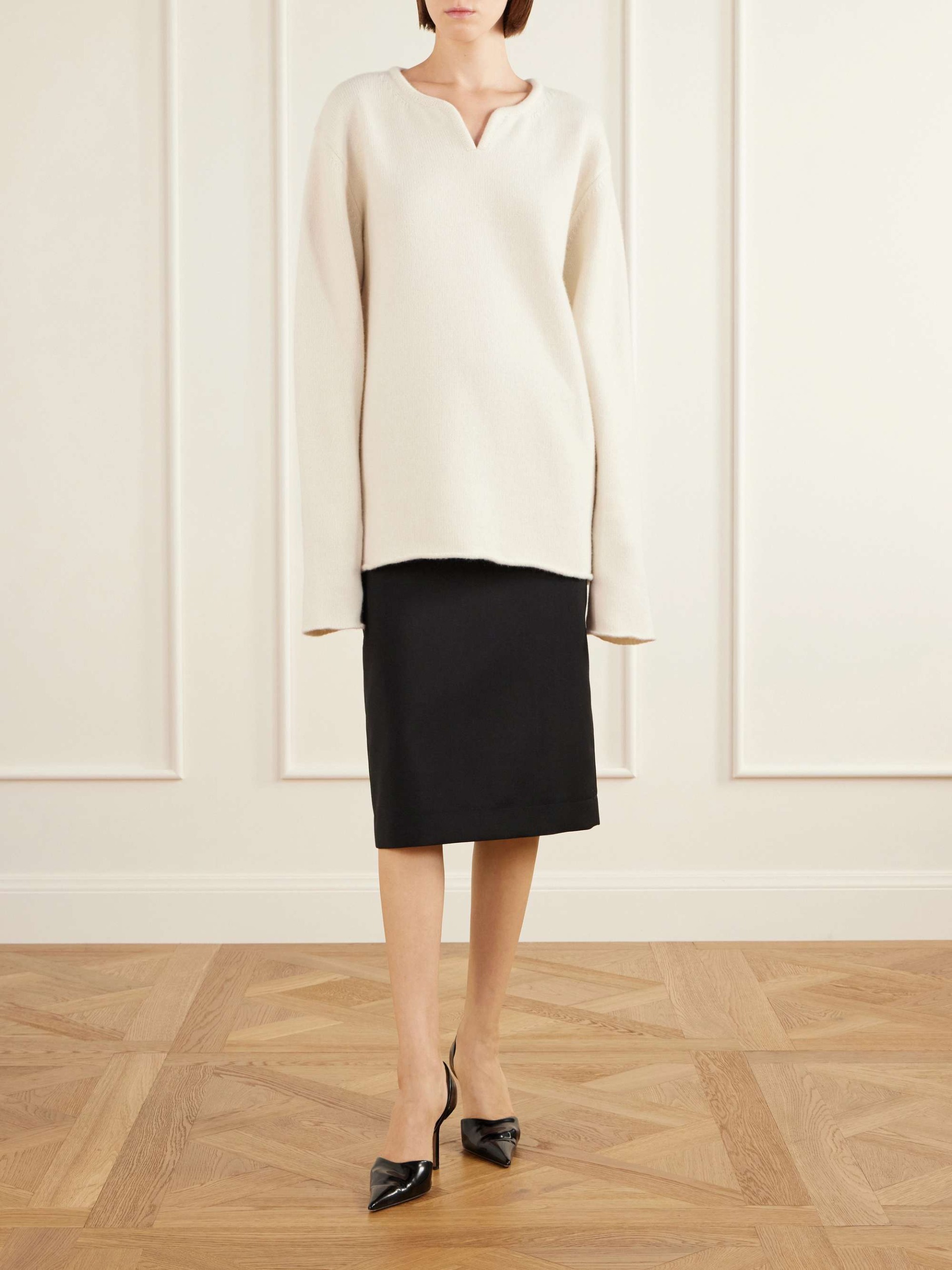 Amabel Wool-Twill Midi Skirt