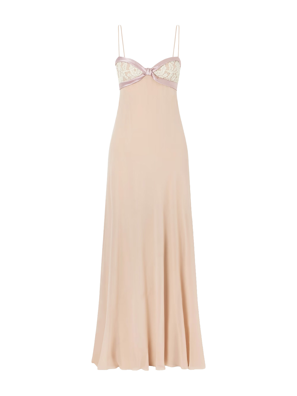 VALENTINO GARAVANI, Lace- and Satin-Trimmed Silk-Georgette Gown