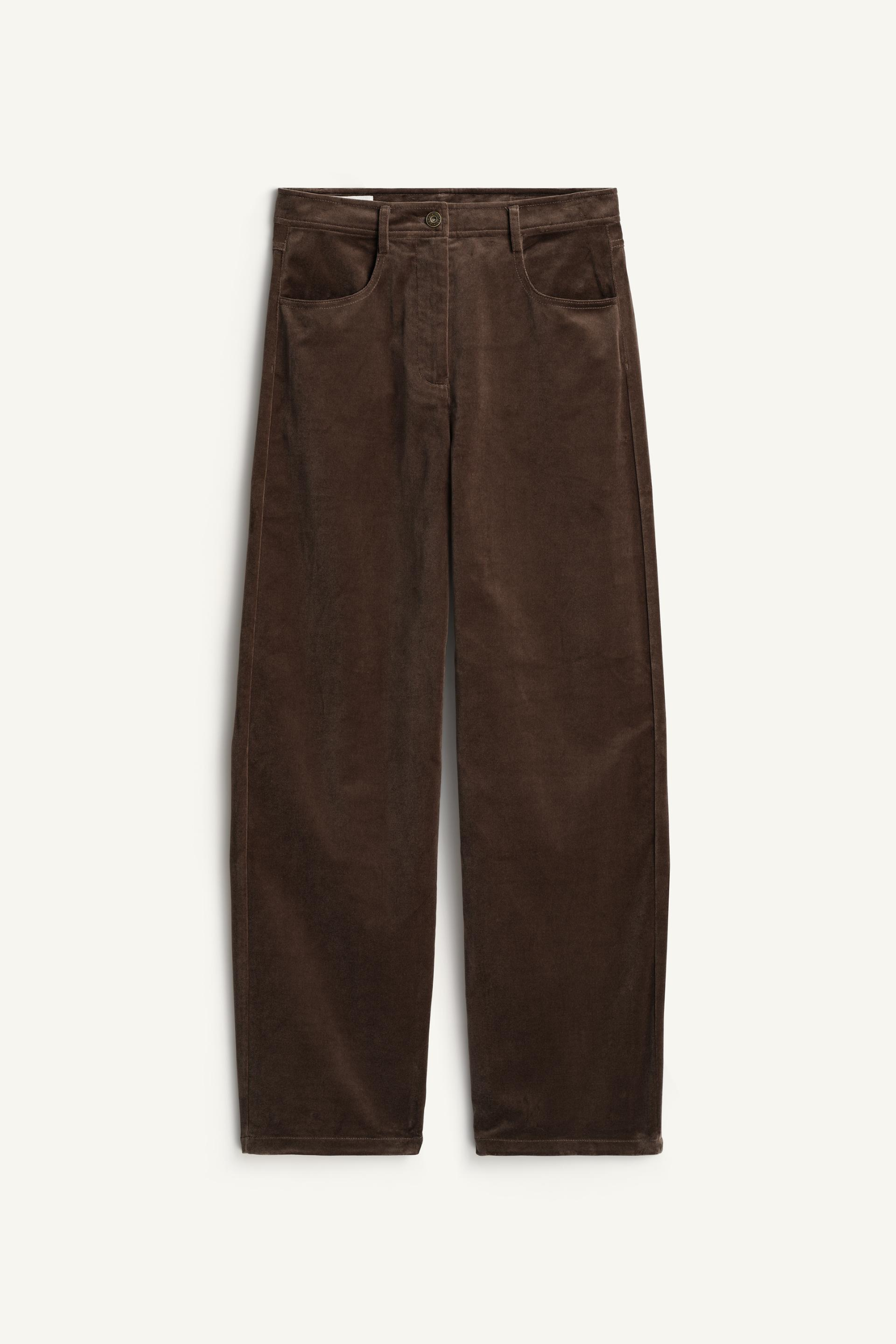 ZARA, Limited Edition Velvet Trousers - Dark Olive - Xs