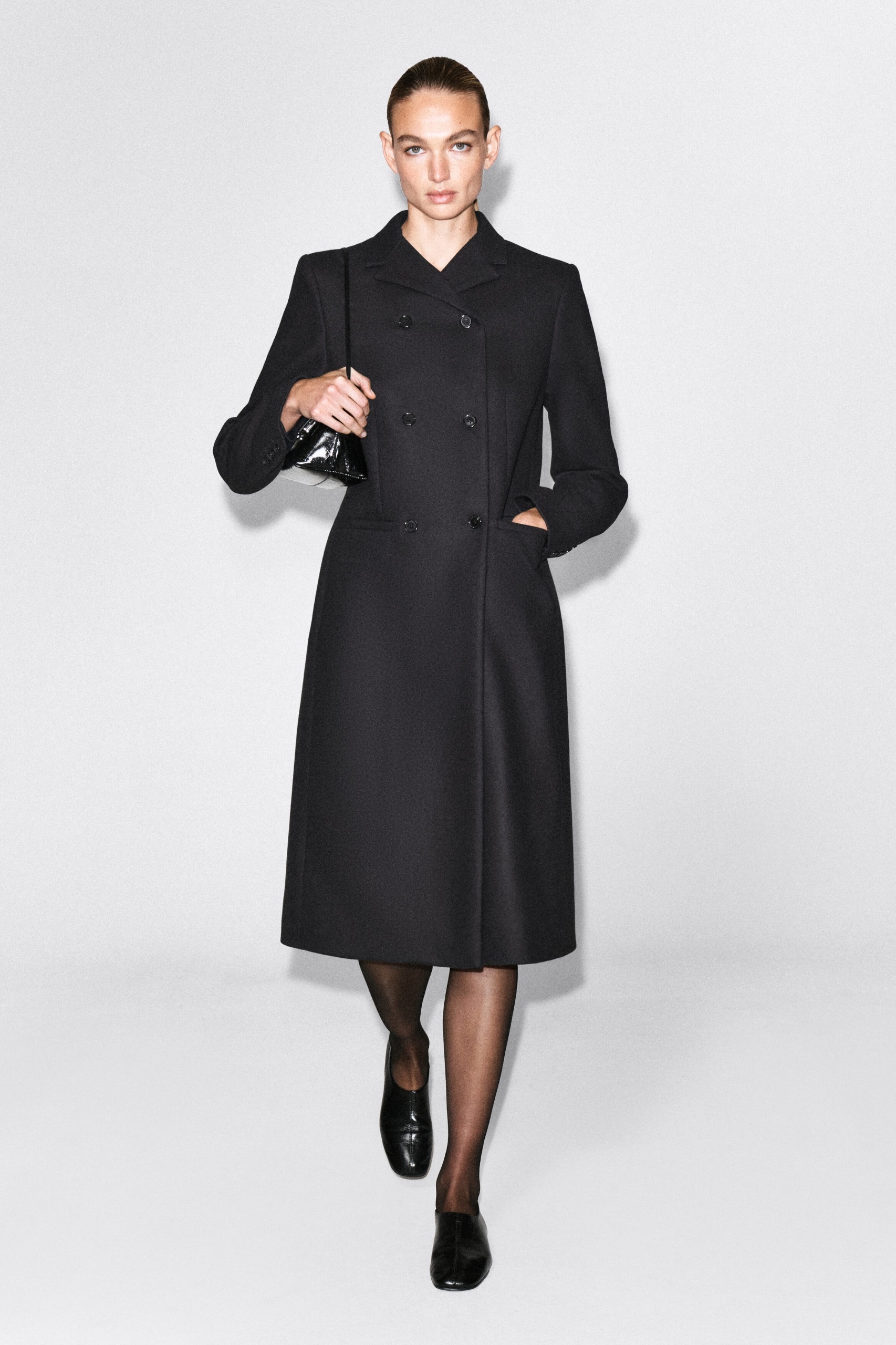 Tailored Wool-Twill Long Coat