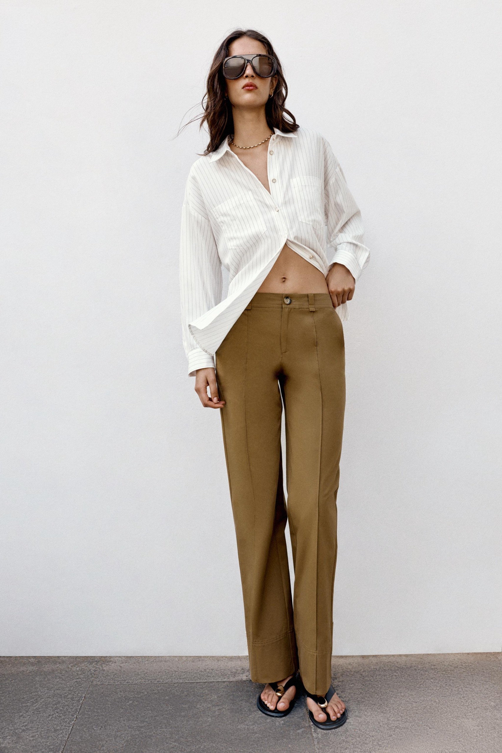 Bootcut Seam Detail Pants - Khaki - Xs