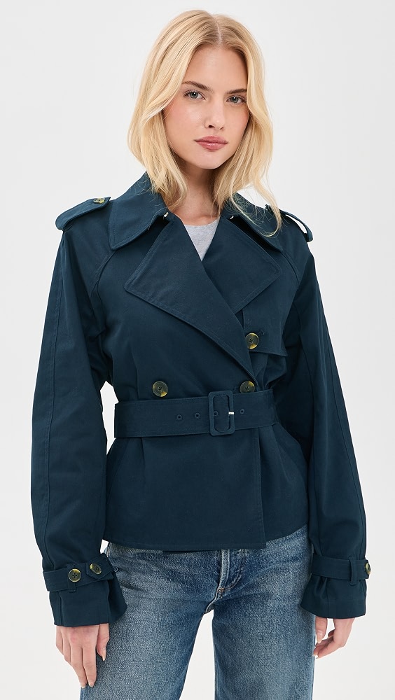 Cropped Trench Jacket - New Navy002