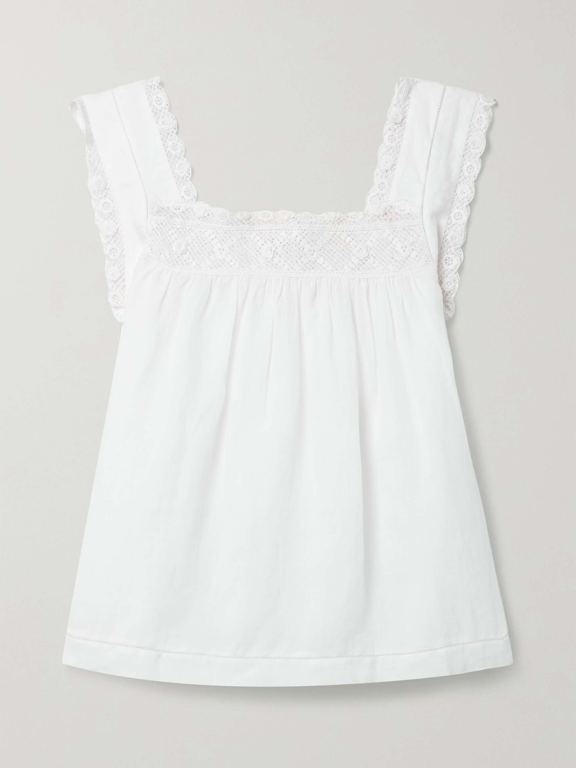 Aphra Crochet-Trimmed Ramie Top