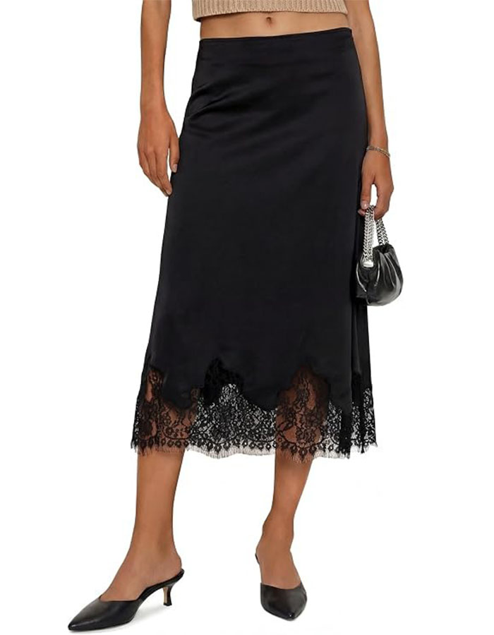 Cicy Bell, Silk Satin Midi Skirt