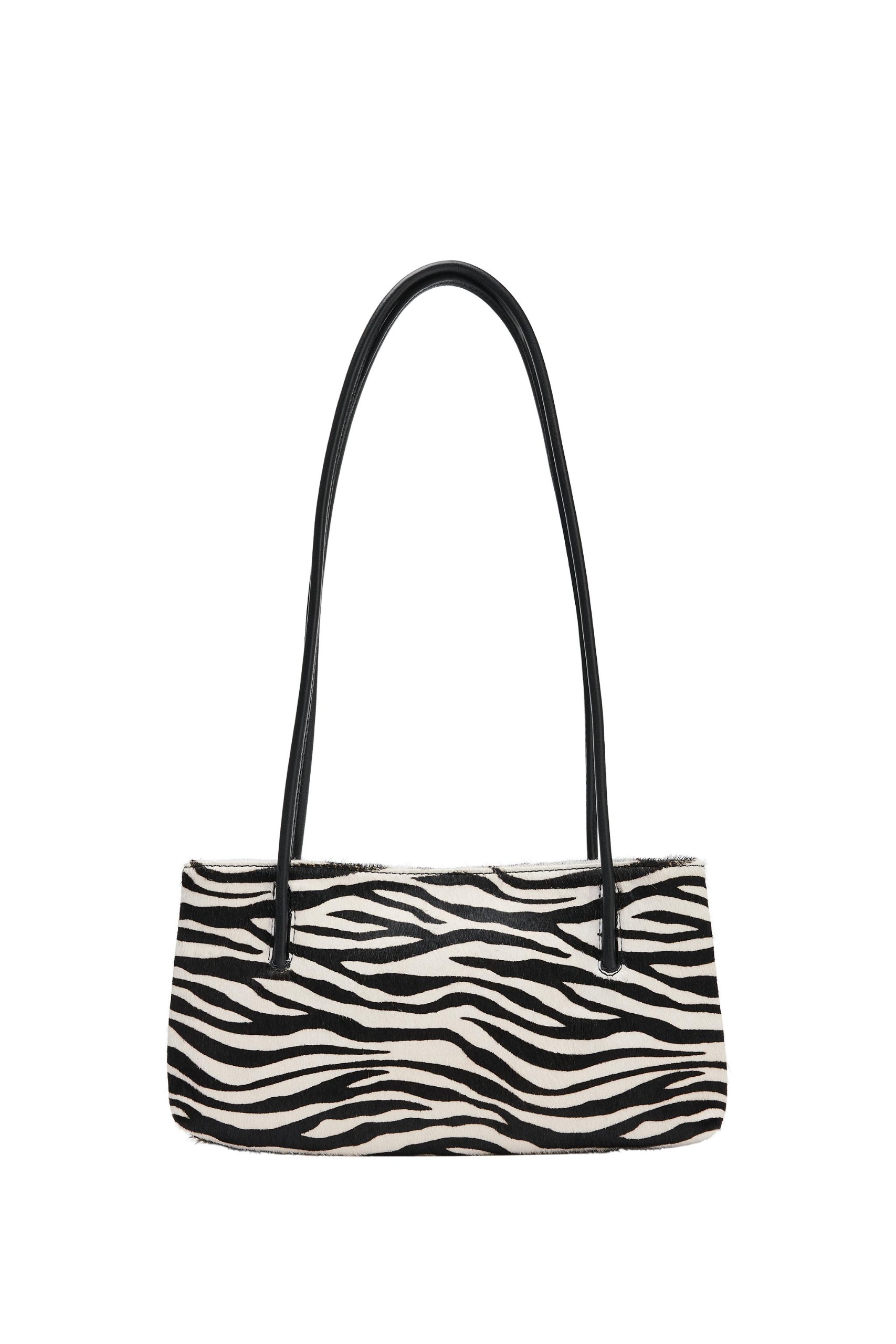 Animal Print Leather Shoulder Bag - Zebra - One Size Only