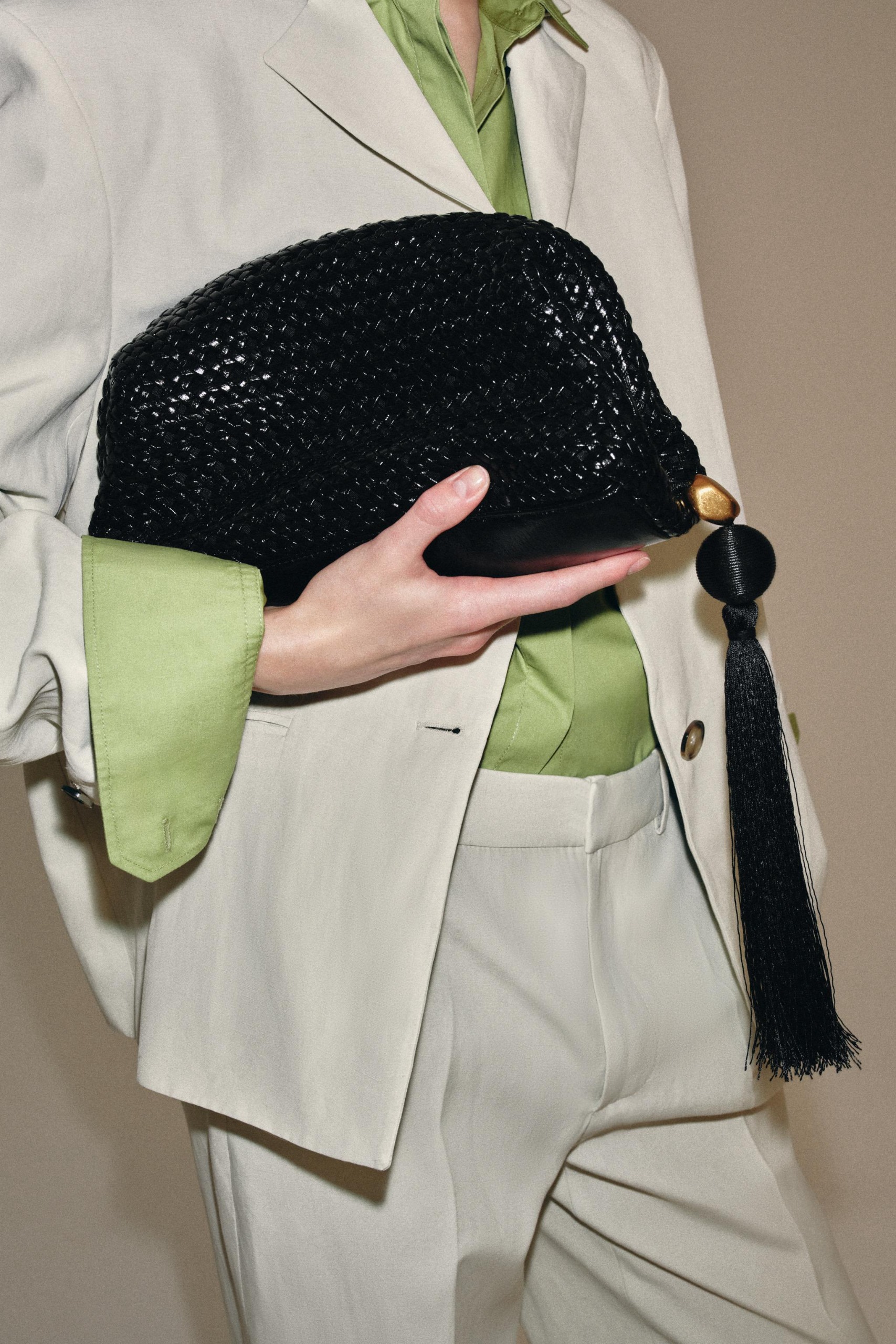 Woven Pouch Bag - Black - One Size Only