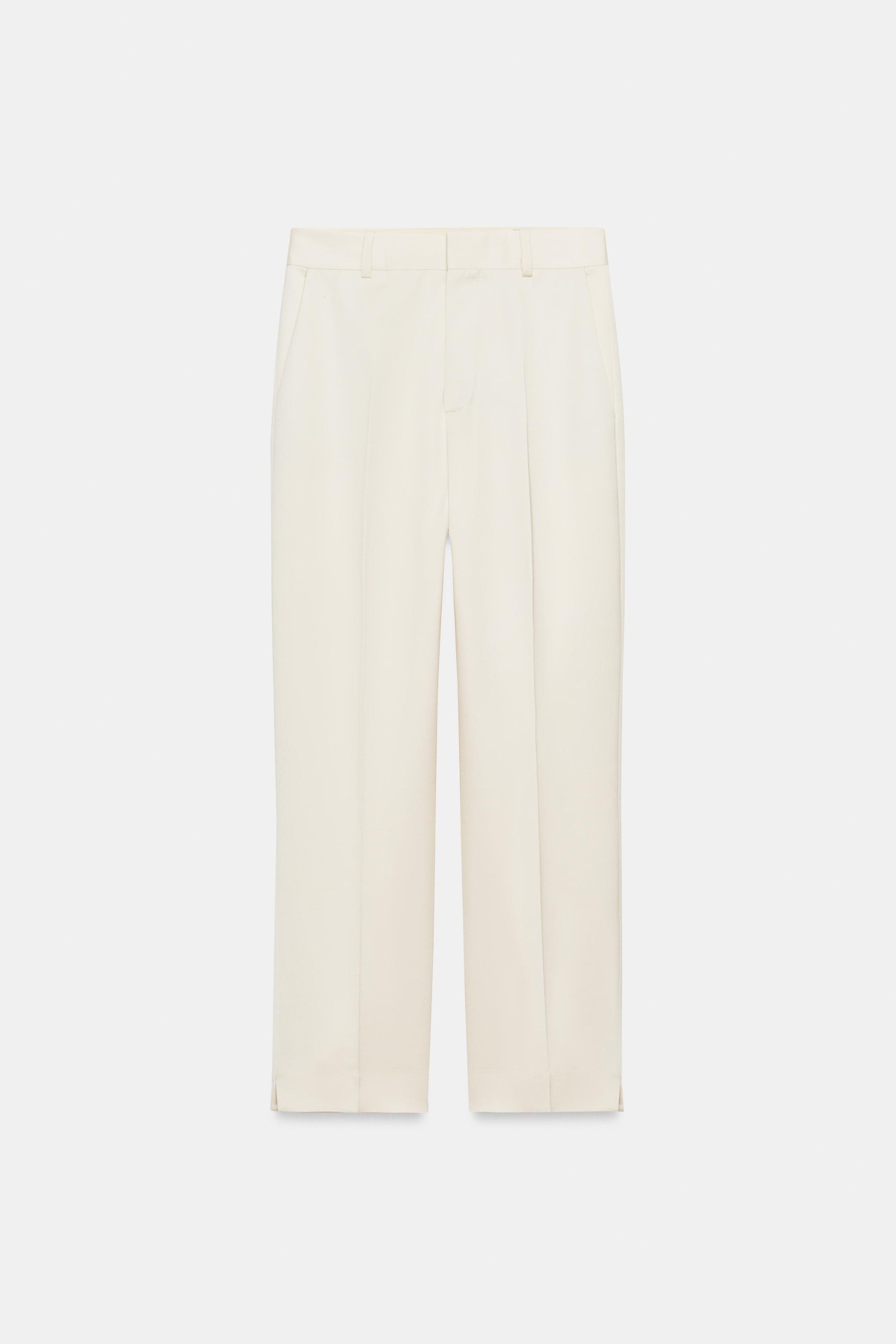 Zw Collection Satin Straight-Leg Pants - Ecru - Xs