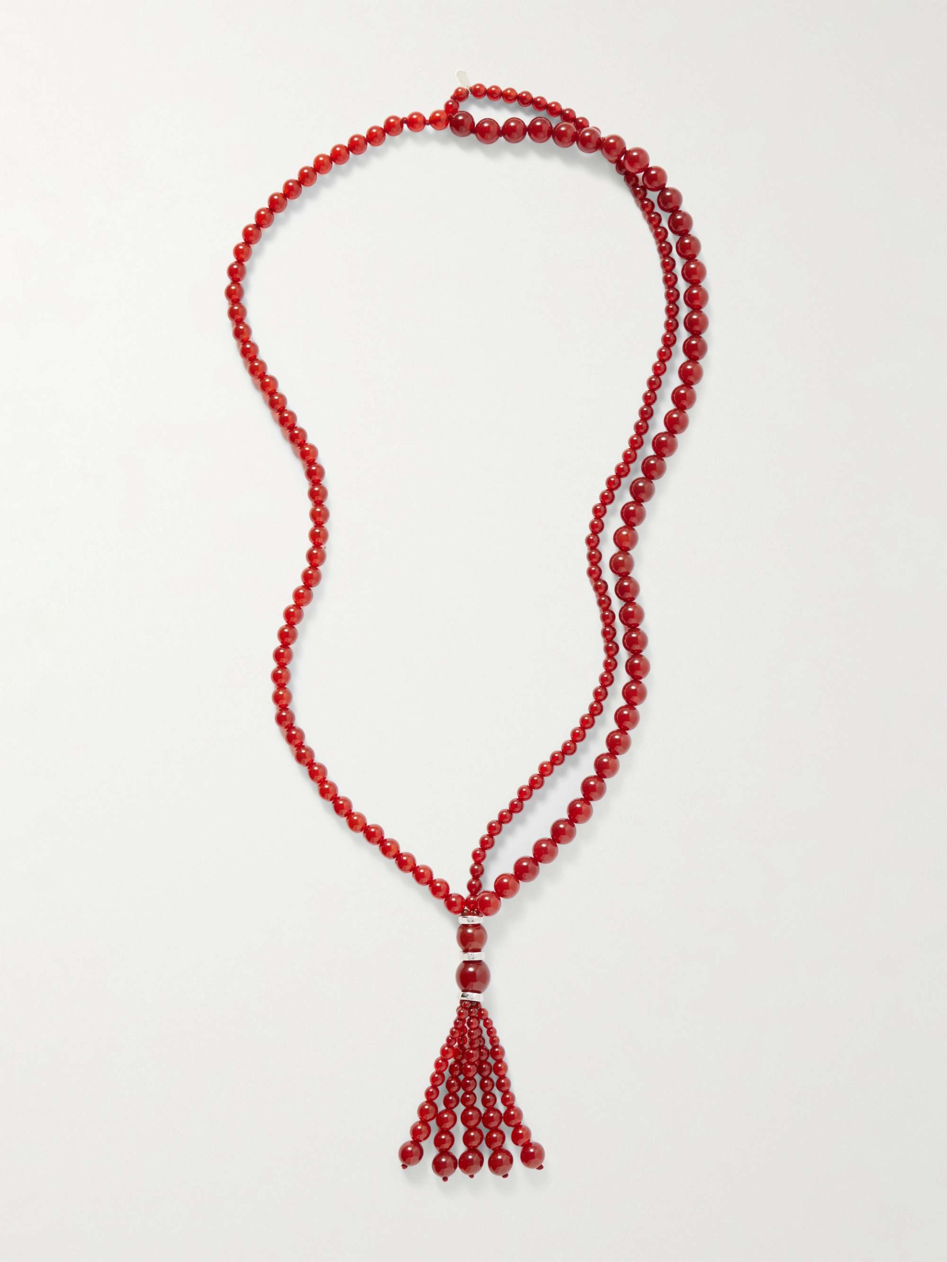 Venice Opera Tasseled Carnelian and Silver Necklace