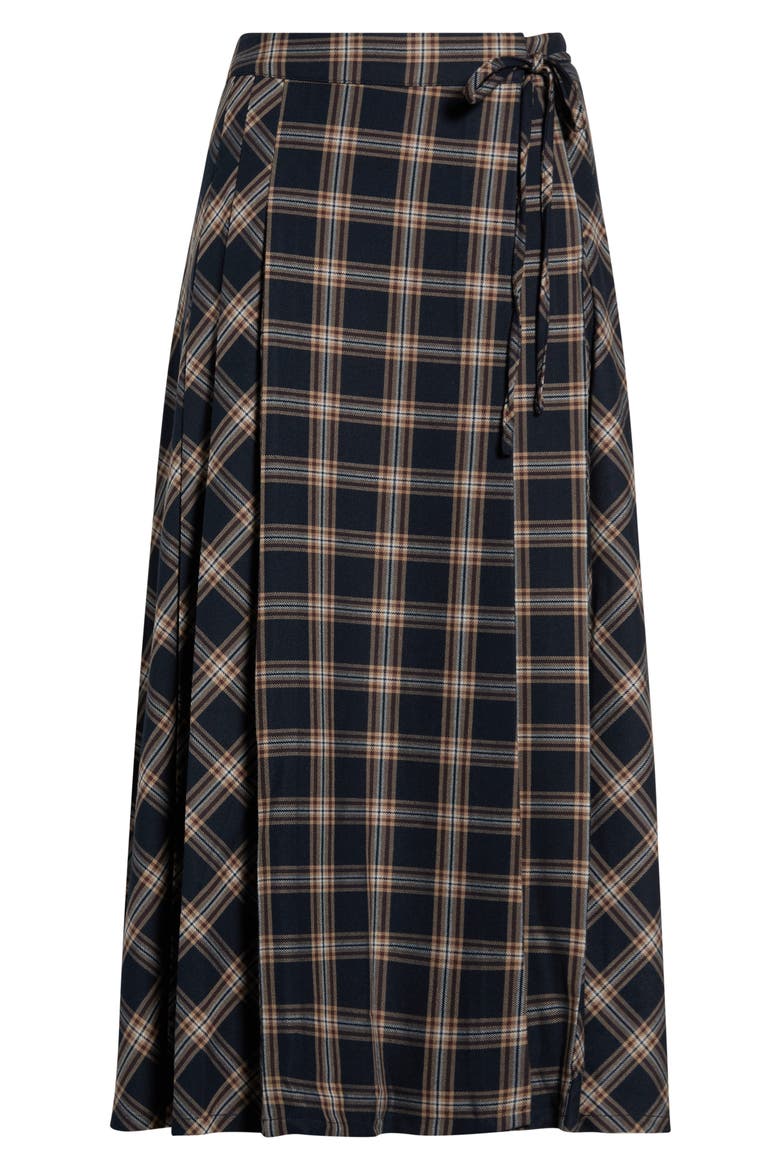 Check Wrap Midi Skirt