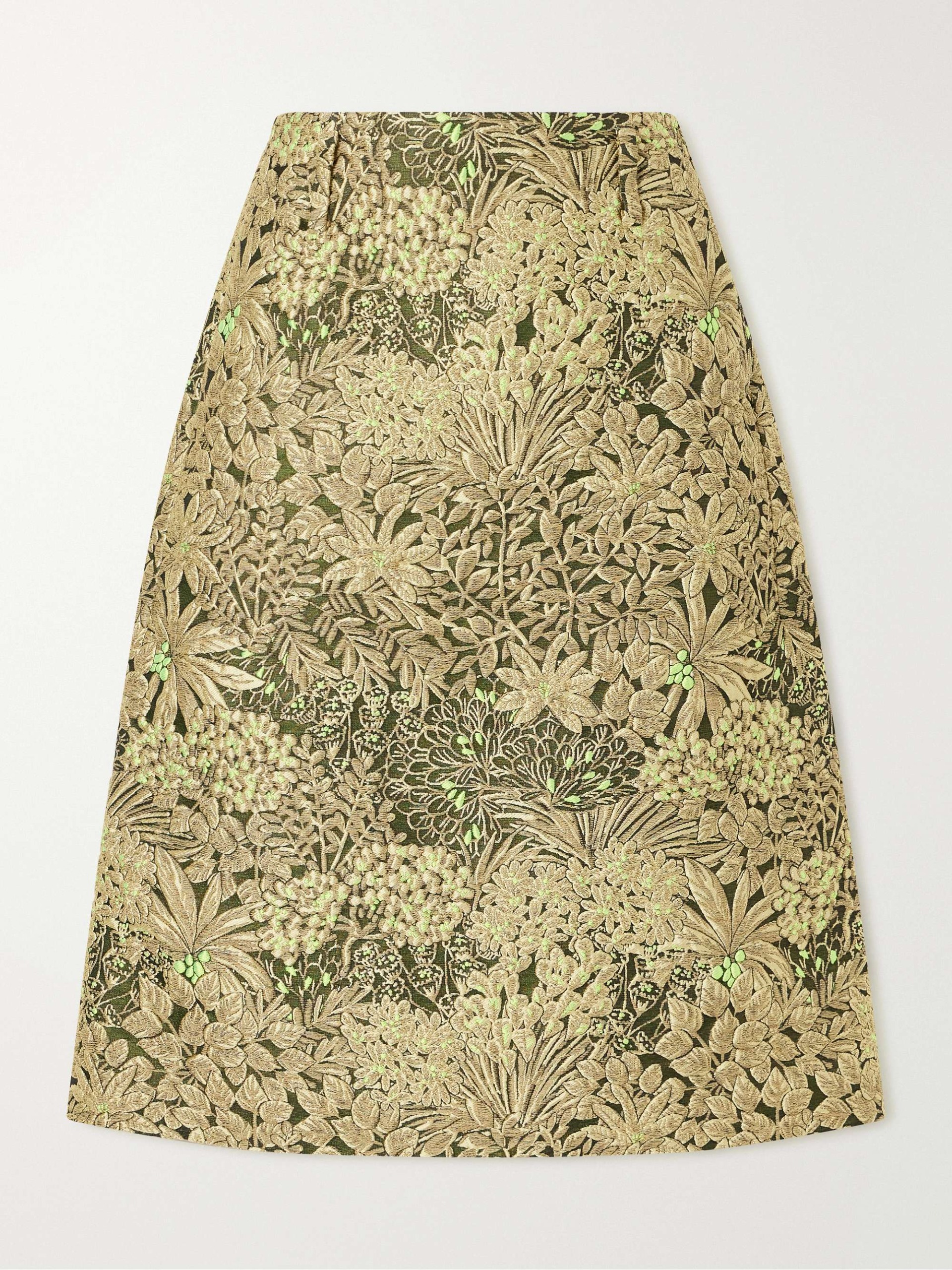 Floral Cloqu&eacute; Midi Skirt