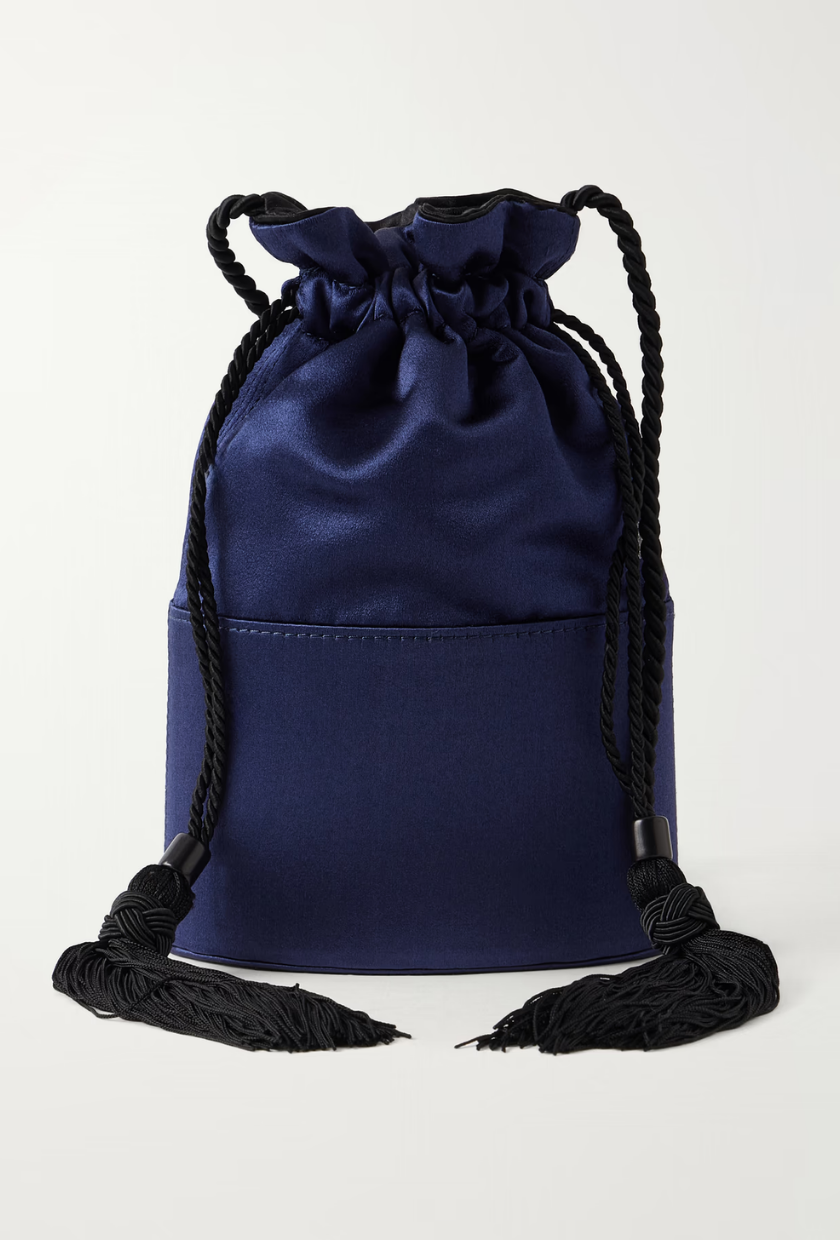 An image of a satin bag from Hunting Season.