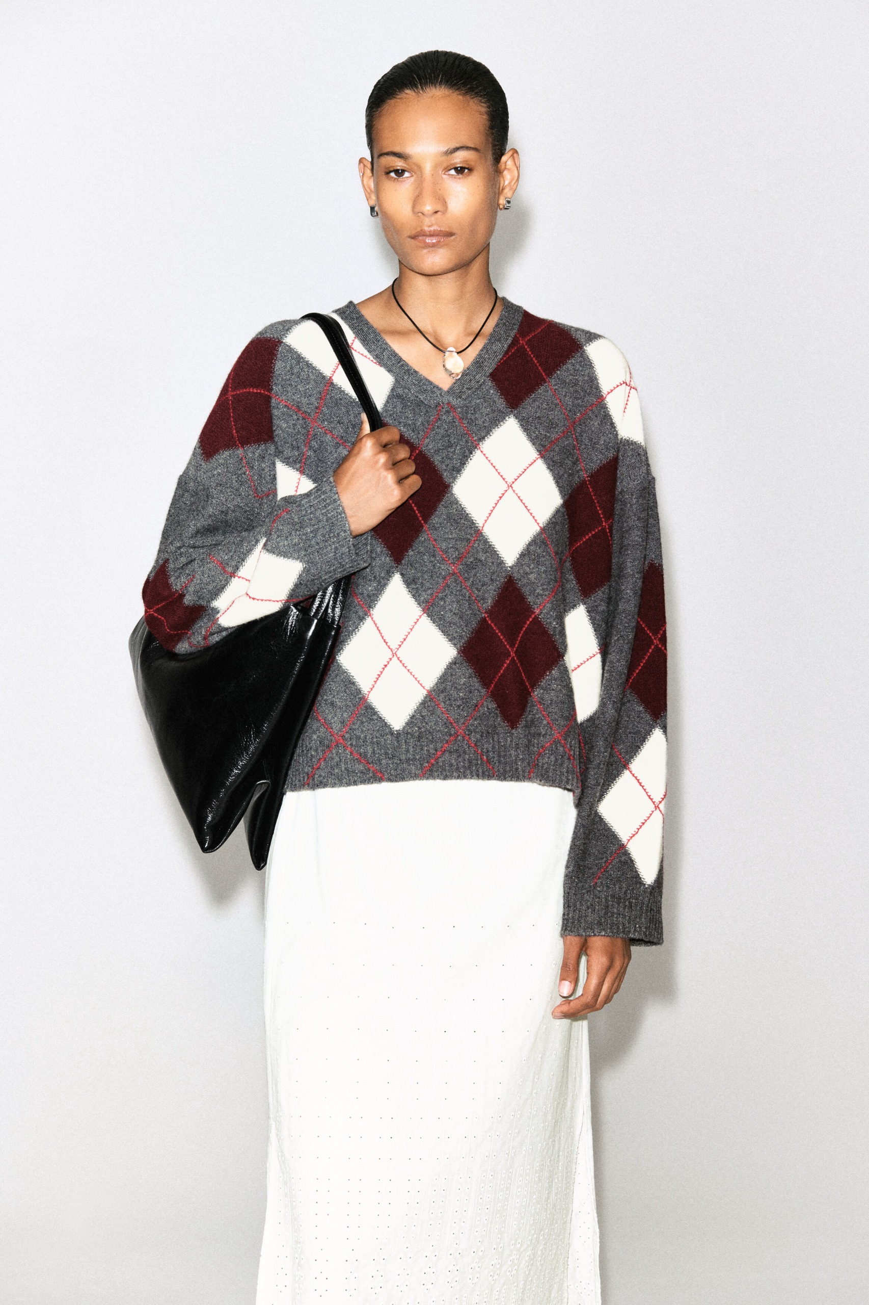 Argyle Wool-Alpaca V-Neck Jumper