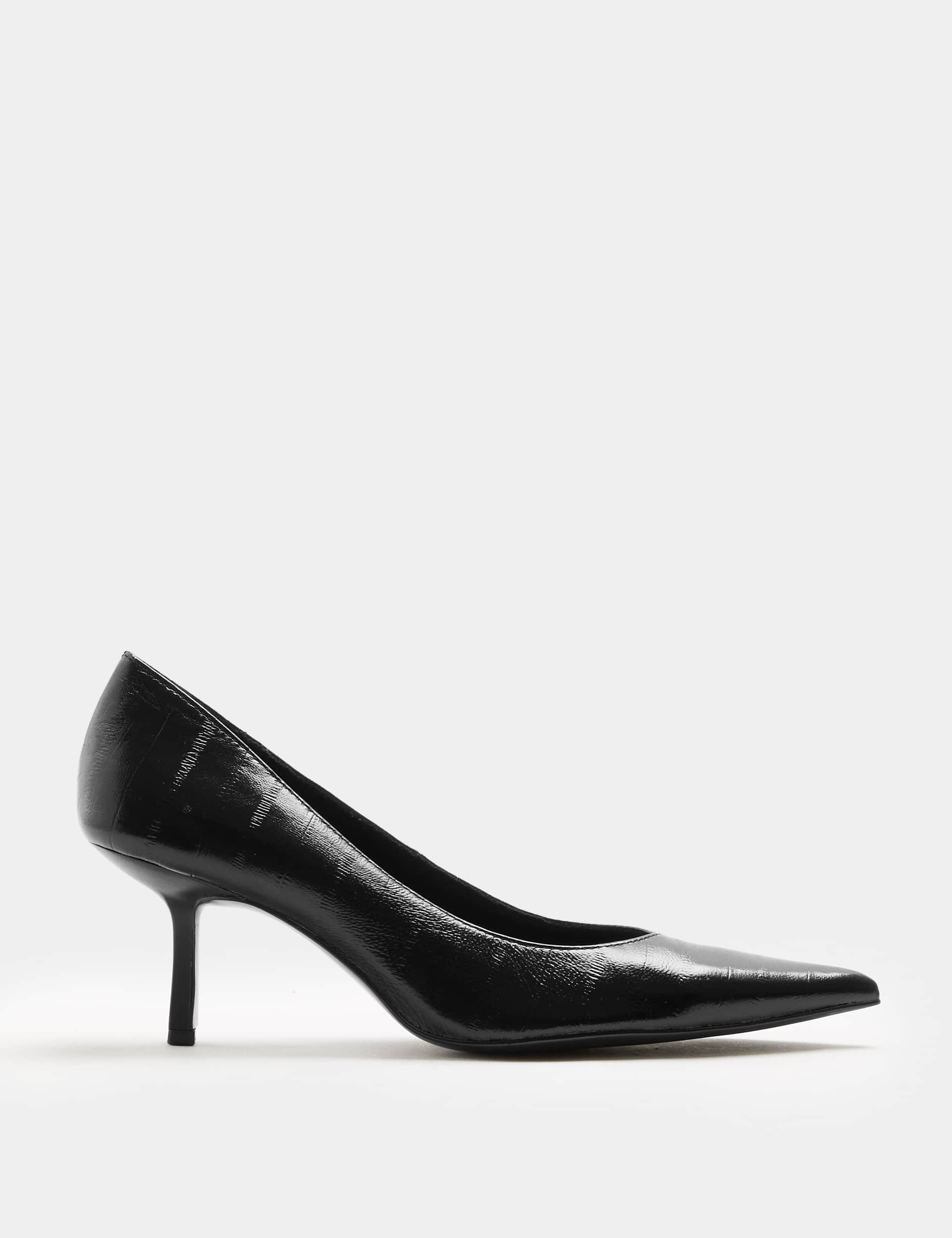 Leather Kitten Heel Pointed Court Shoes
